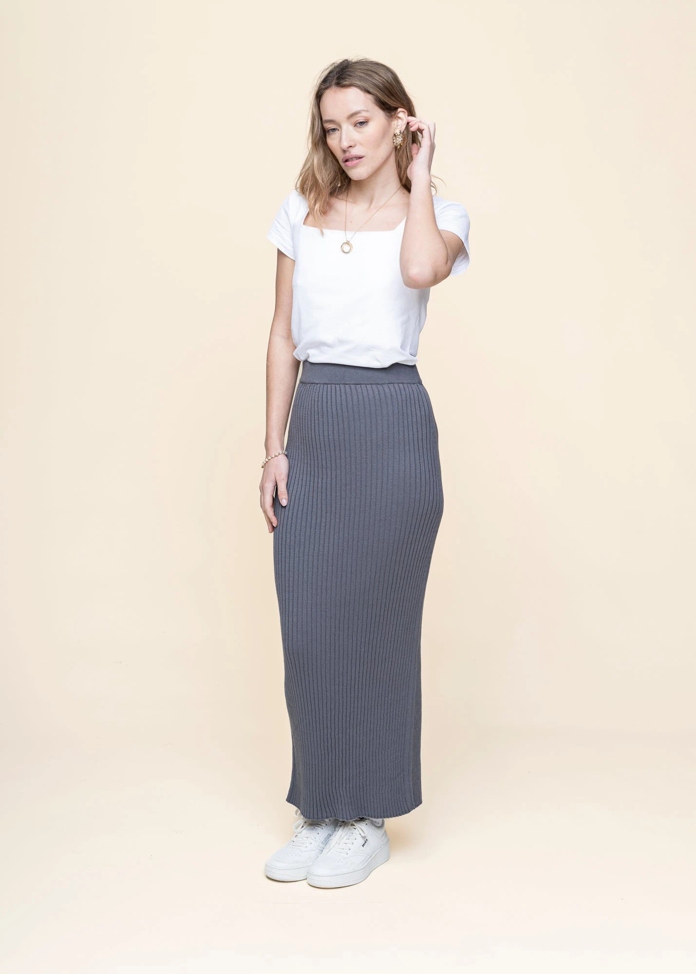 Jupe longue en coton biologique | multicolore "ebba - turbulence"