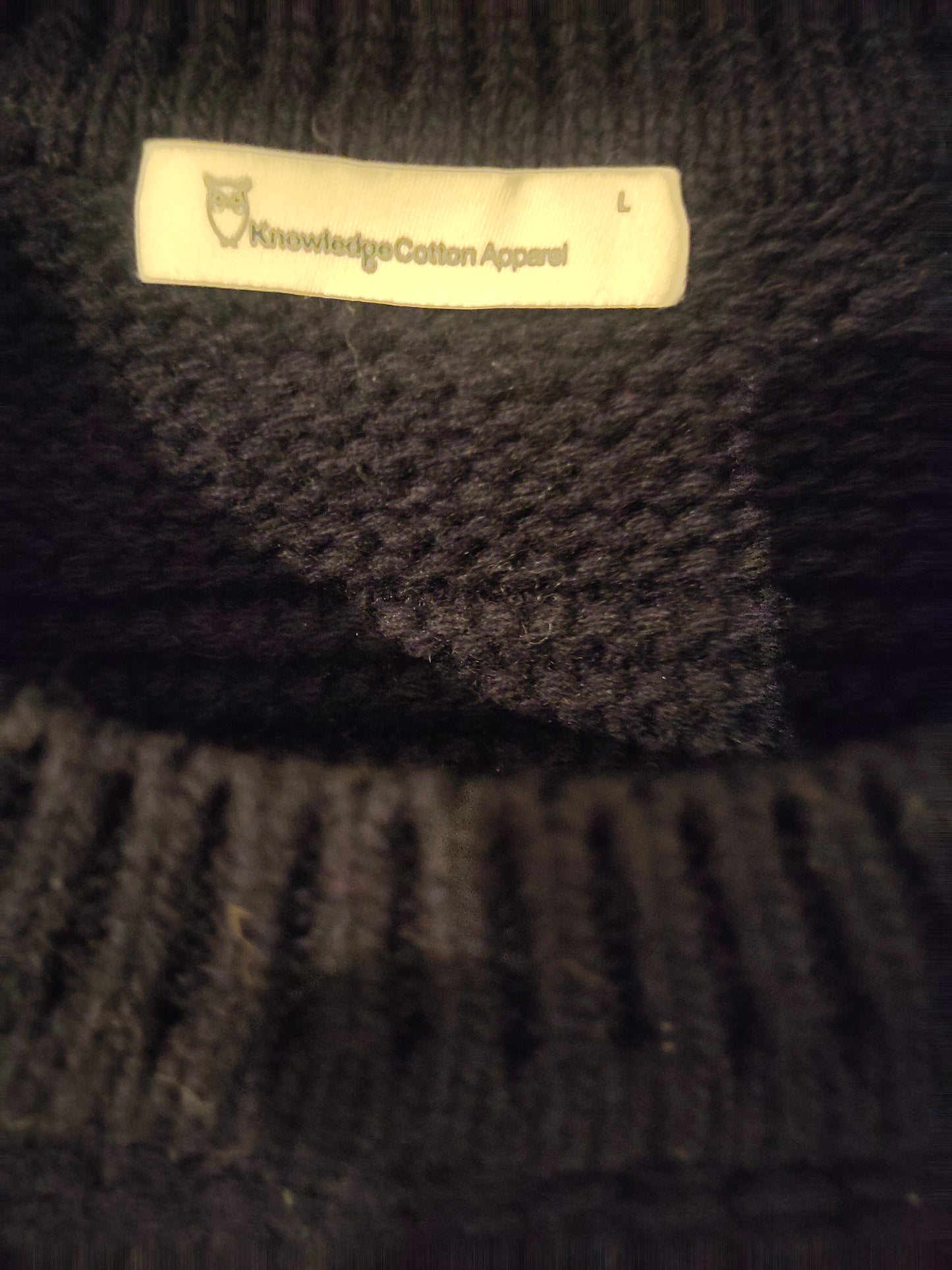 Pull en laine certifiée | bleu 'knitted pattern crew neck blue stripe'