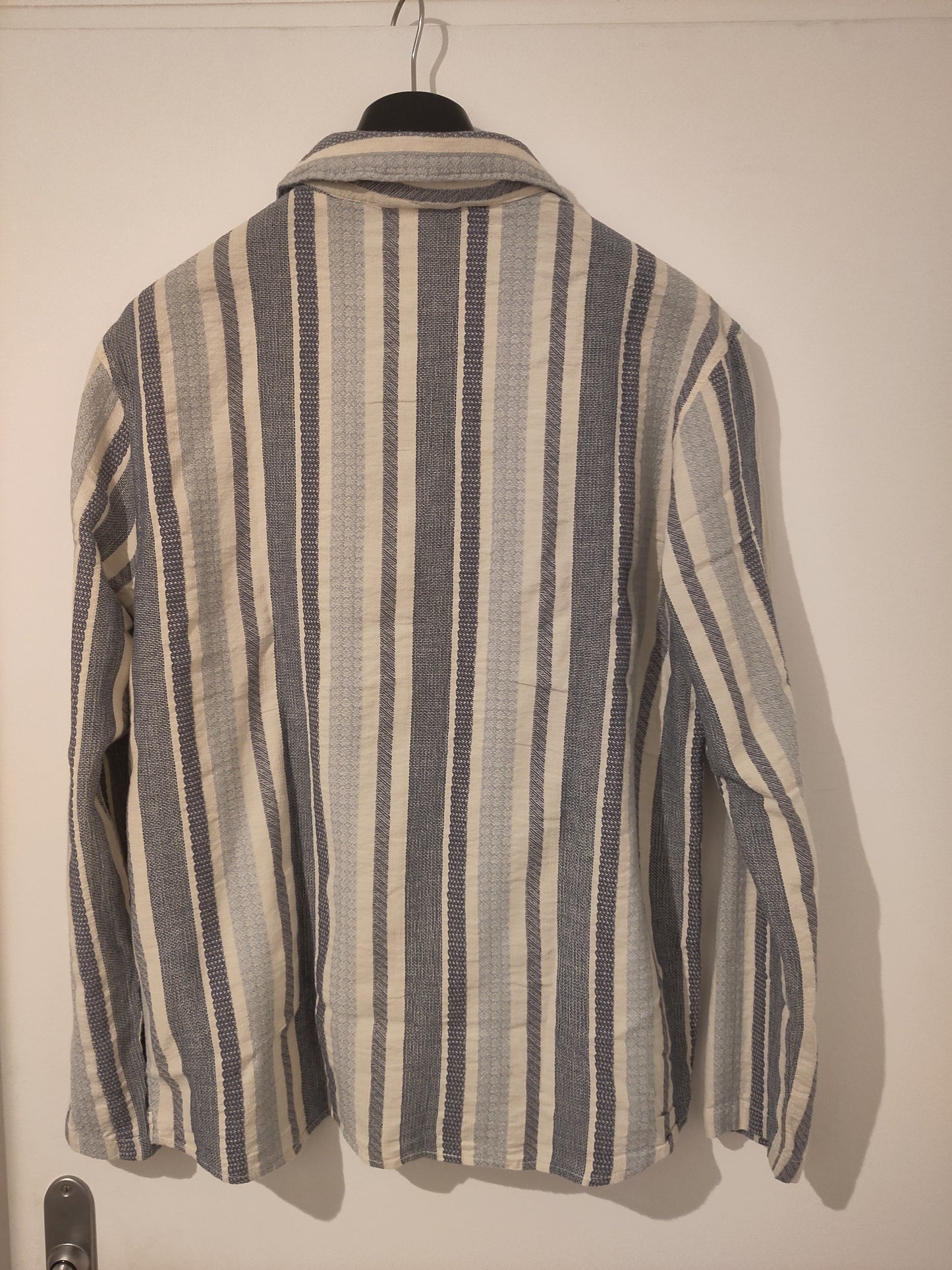 Chemise en coton bio | rayée bleue 'loose jacquard woven striped shirt blue stripe'