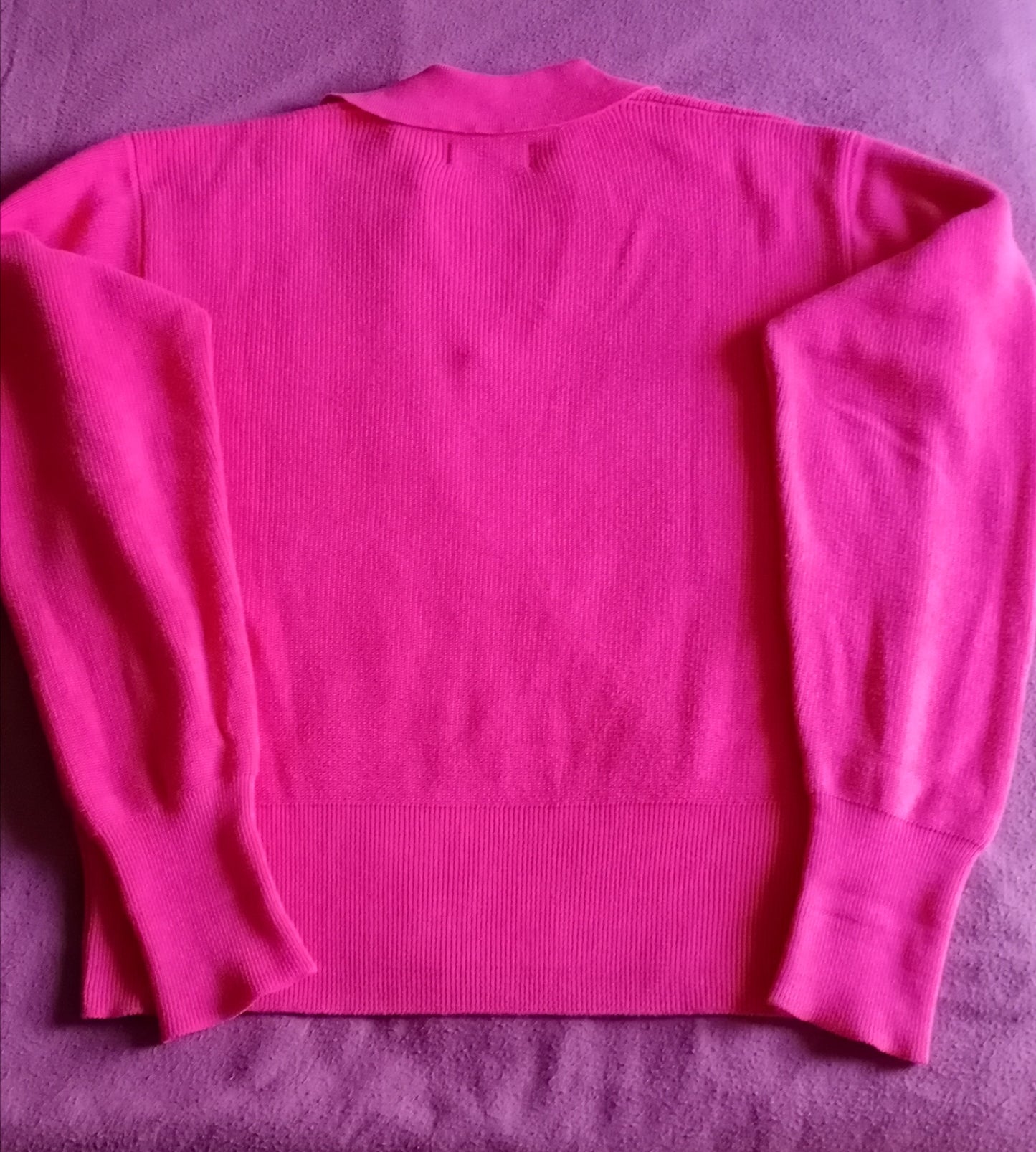 Pull col v rose en coton bio - pink sara knit sweater pink