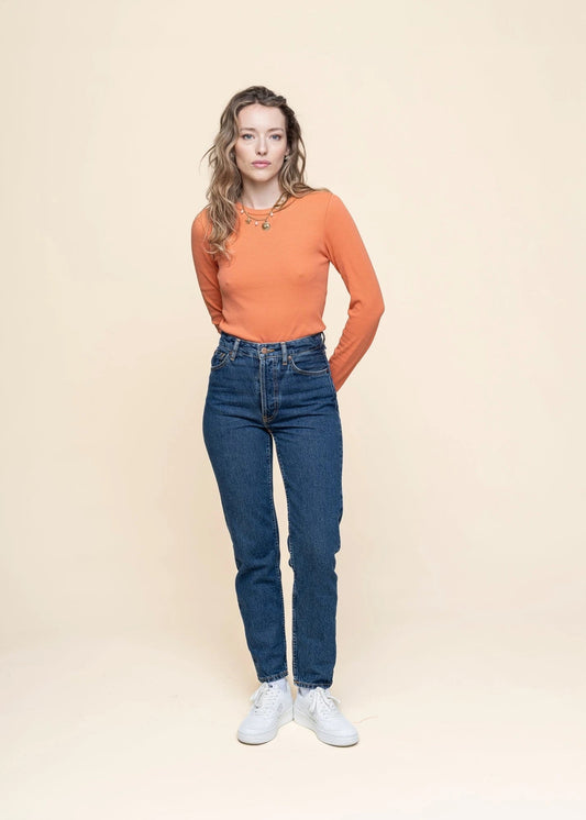 Jean mom en coton bio | bleu 'breezy britt morning soul'