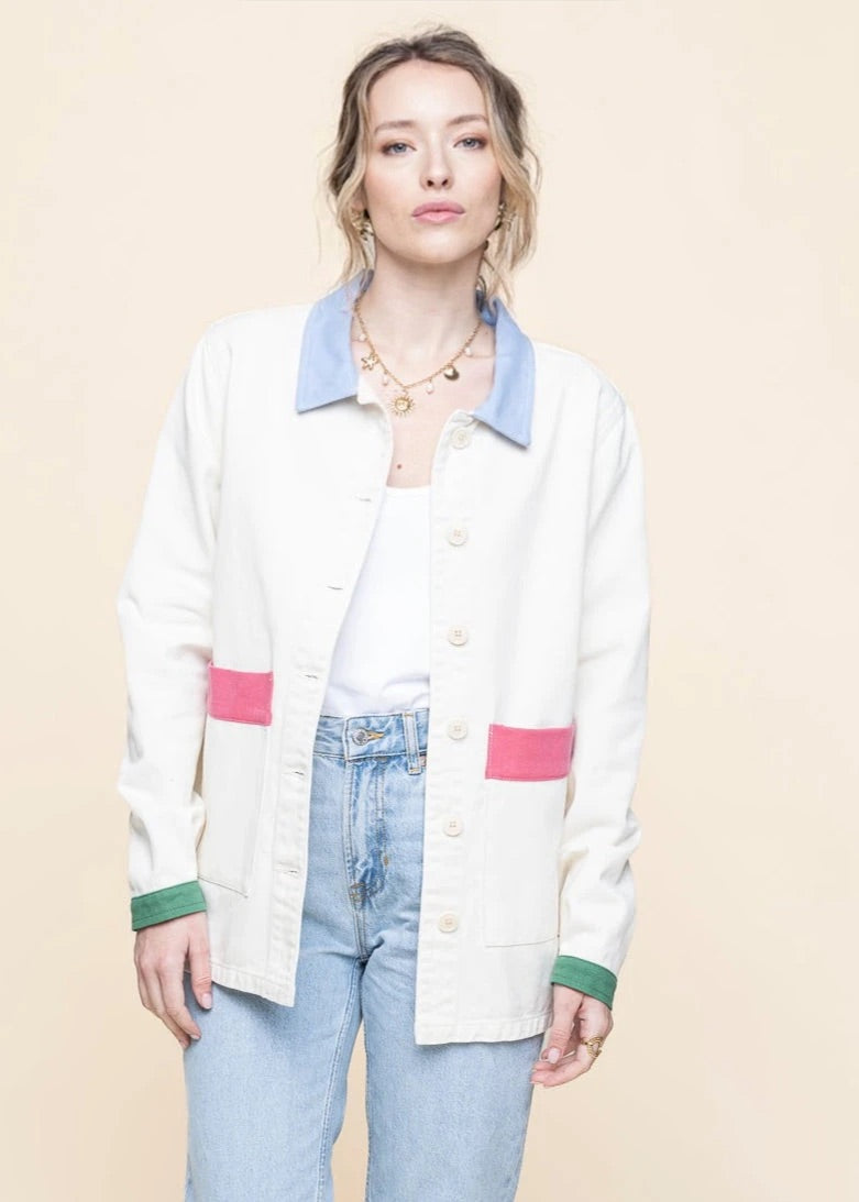 Veste en coton bio | écru "Revivre - vanille"
