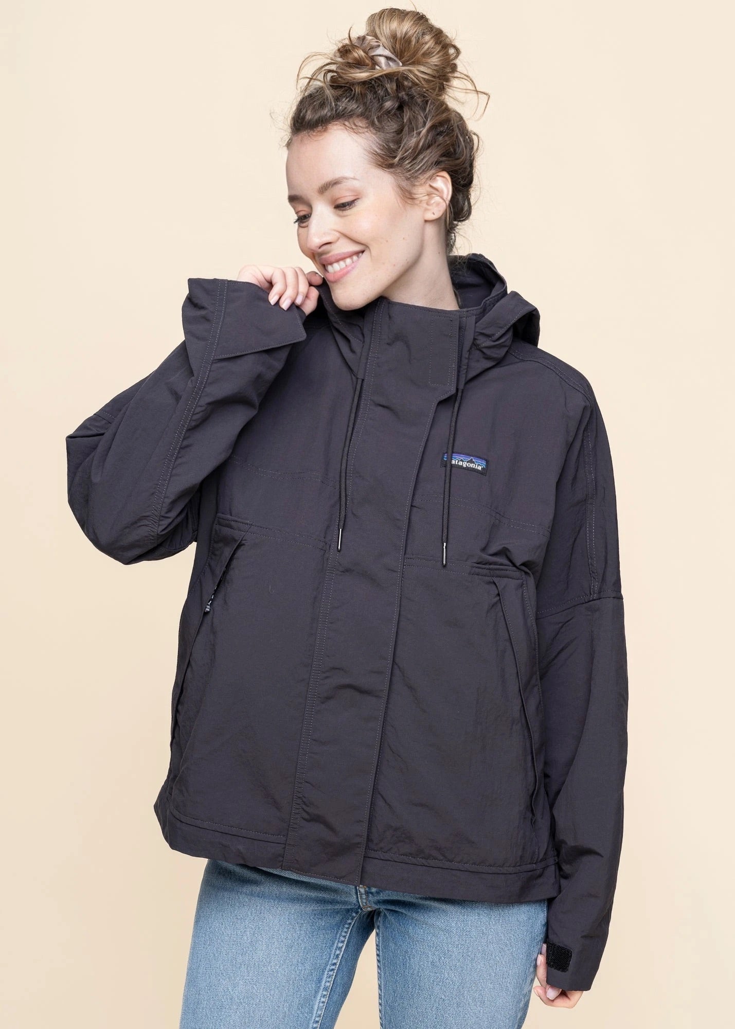 Coupe-vent en matières recyclées | noir "skysail jkt - ink black"