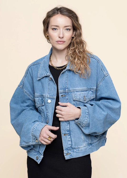 Veste en coton biologique recyclé | bleu "paasithe - horizon"