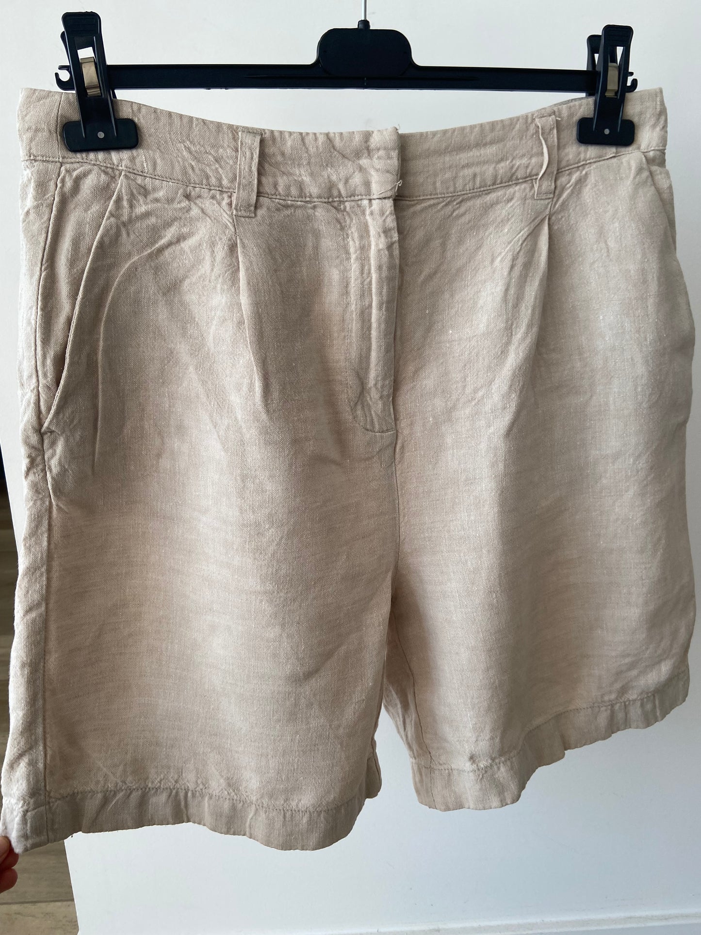 Short en lin bio | Beige 'posey wide high-rise linen shorts light feather gray'