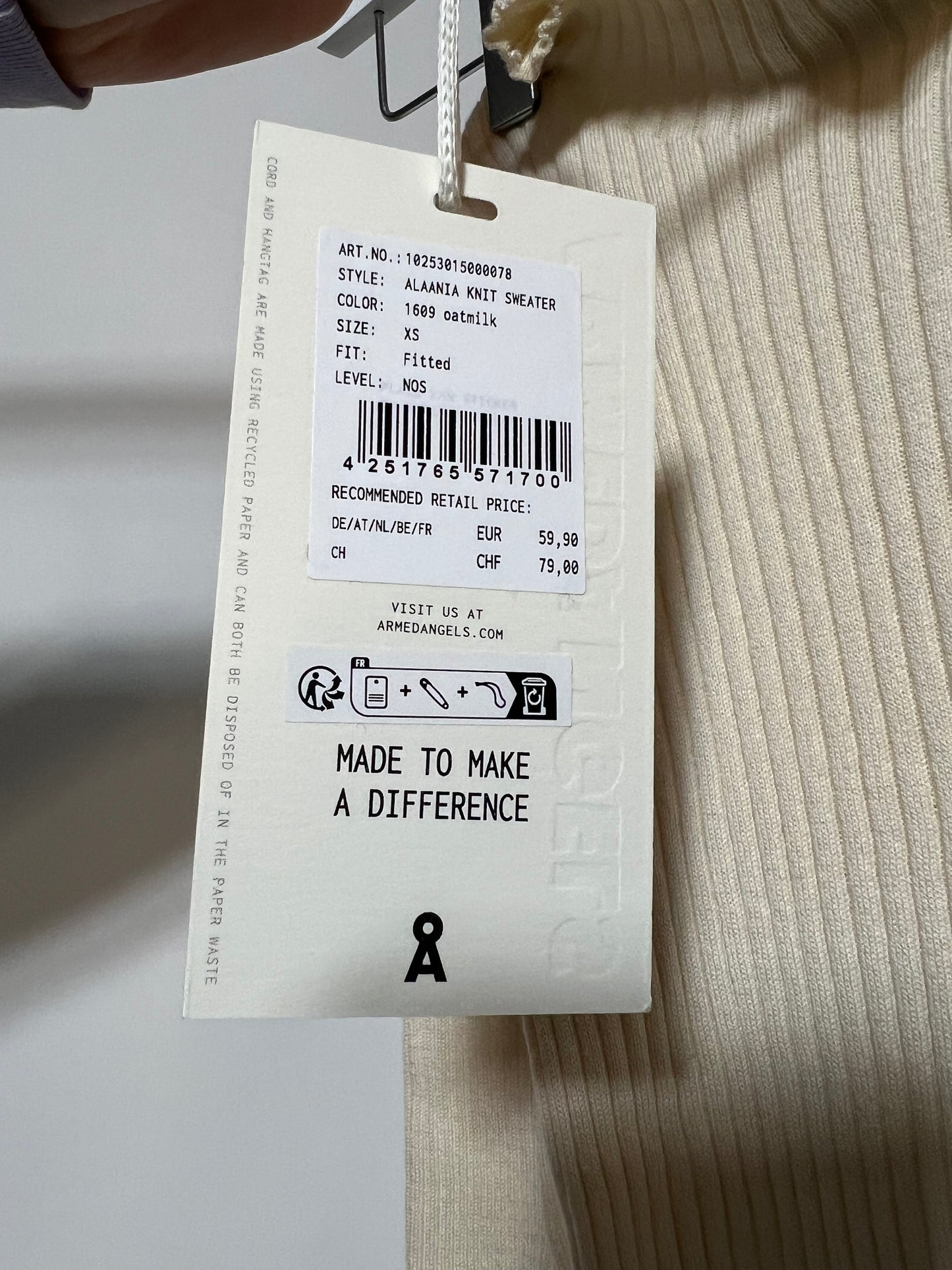 Sous-pull côtelé en coton bio | beige 'alaania oatmilk'