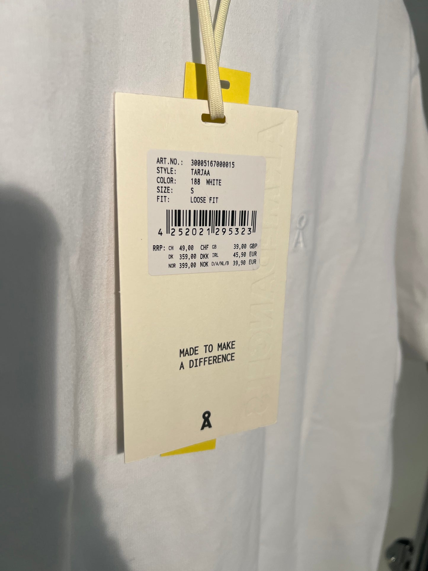 T-shirt en coton bio et recyclé | blanc 'tarjaa white'