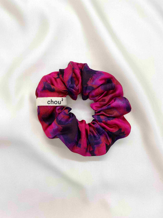 Chouchou en matière upcyclée | Violet imprimé "violet/rose"