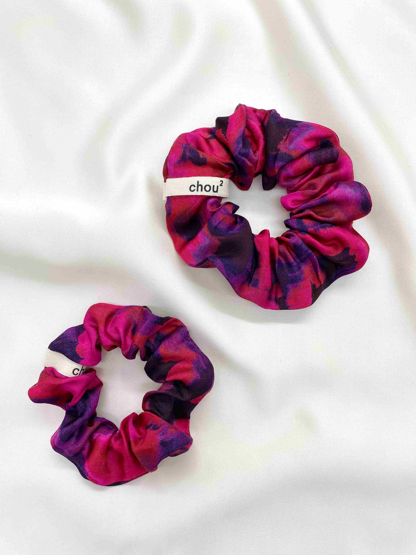 Chouchou en matière upcyclée | Violet imprimé "violet/rose"