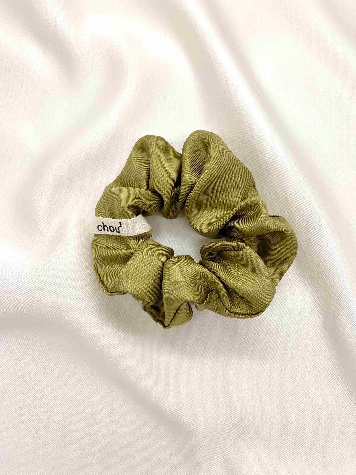 Chouchou en soie upcyclée | Olive "soie olive"