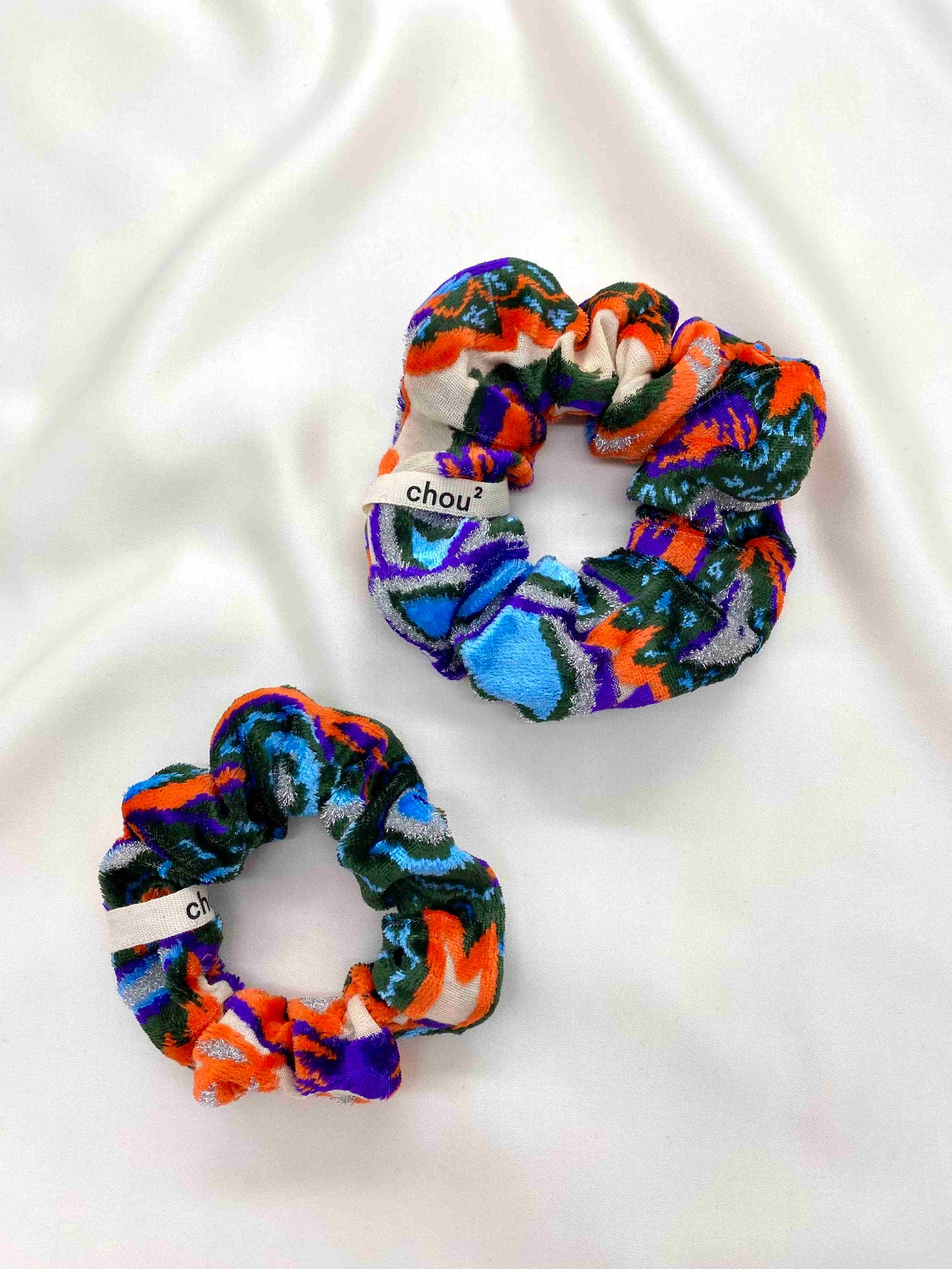 Chouchou en velours upcyclé | Multicolore "velours dévoré multico"