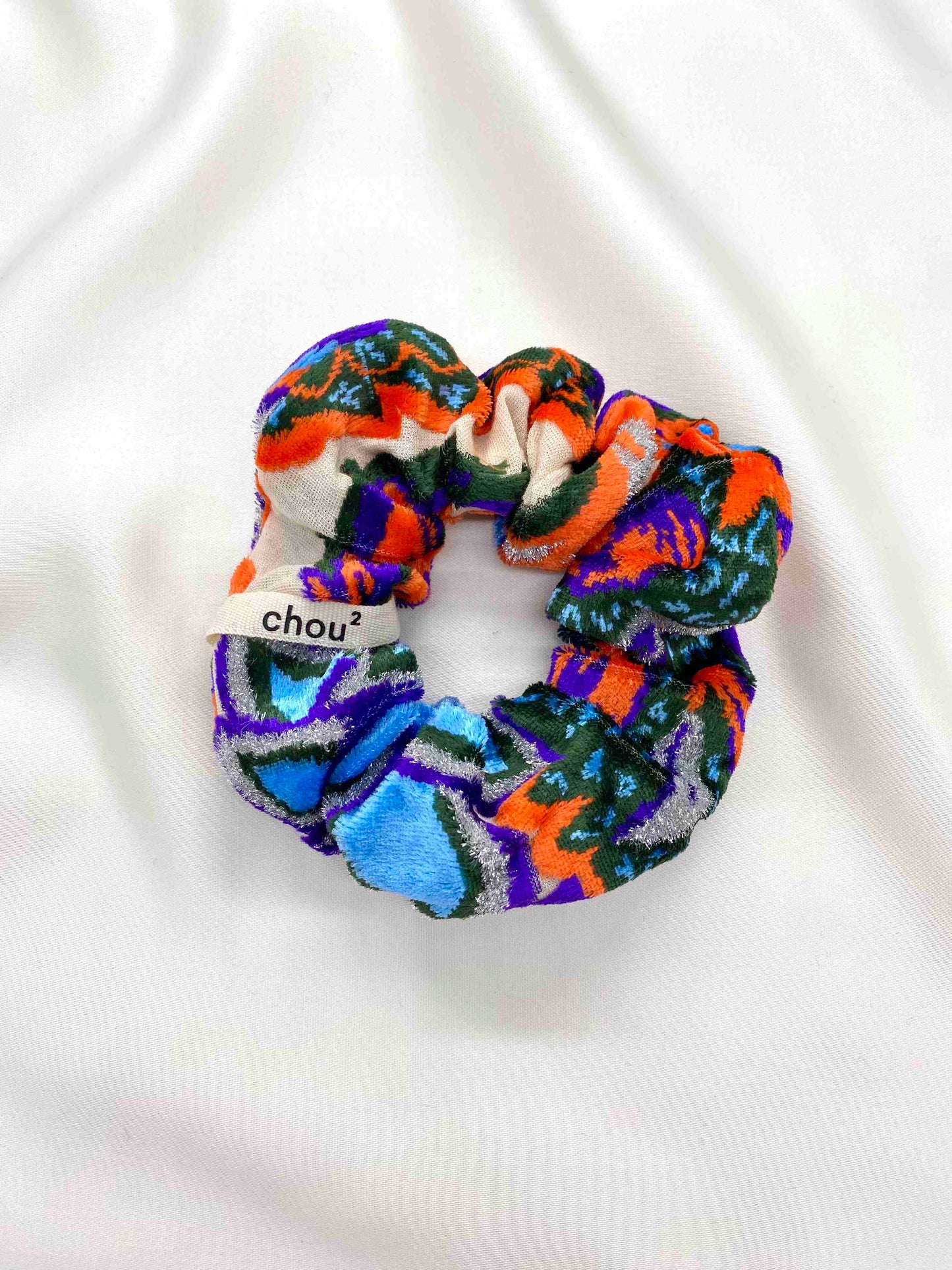 Chouchou en velours upcyclé | Multicolore "velours dévoré multico"
