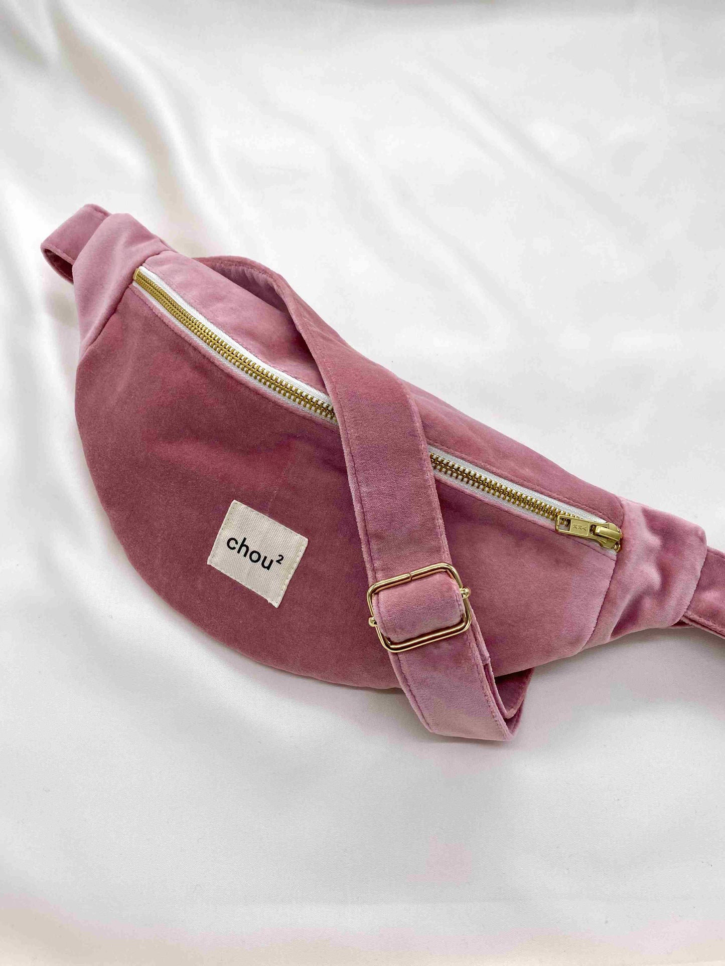 Banane made in France en velours de coton upcyclé | Rose "rose poudré"