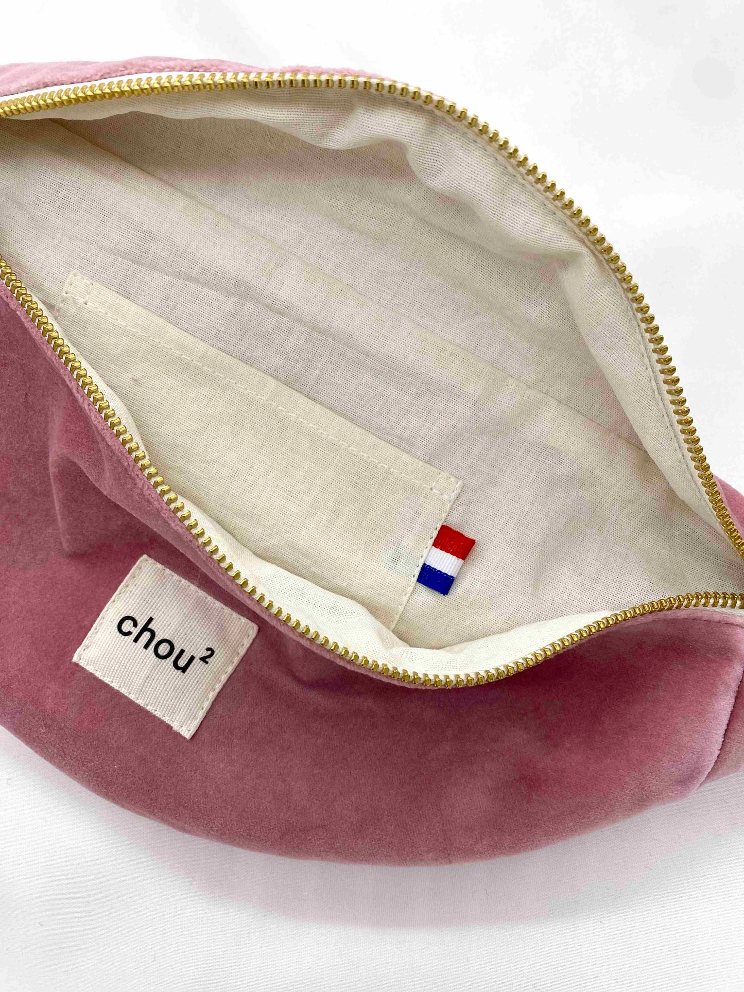 Banane made in France en velours de coton upcyclé | Rose "rose poudré"
