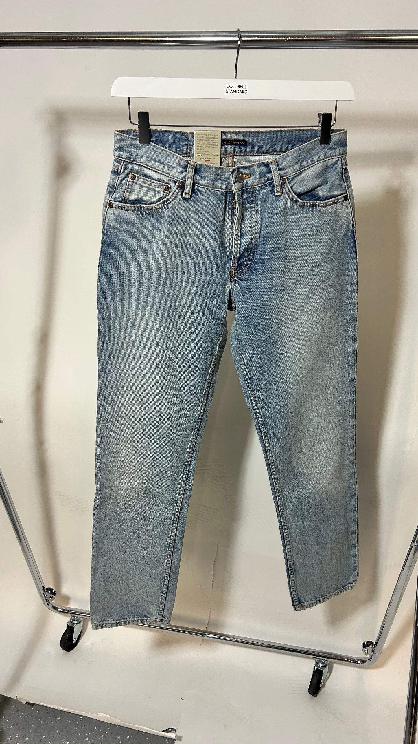 Jean droit en coton bio | bleu délavé 'shady sadie slow days'