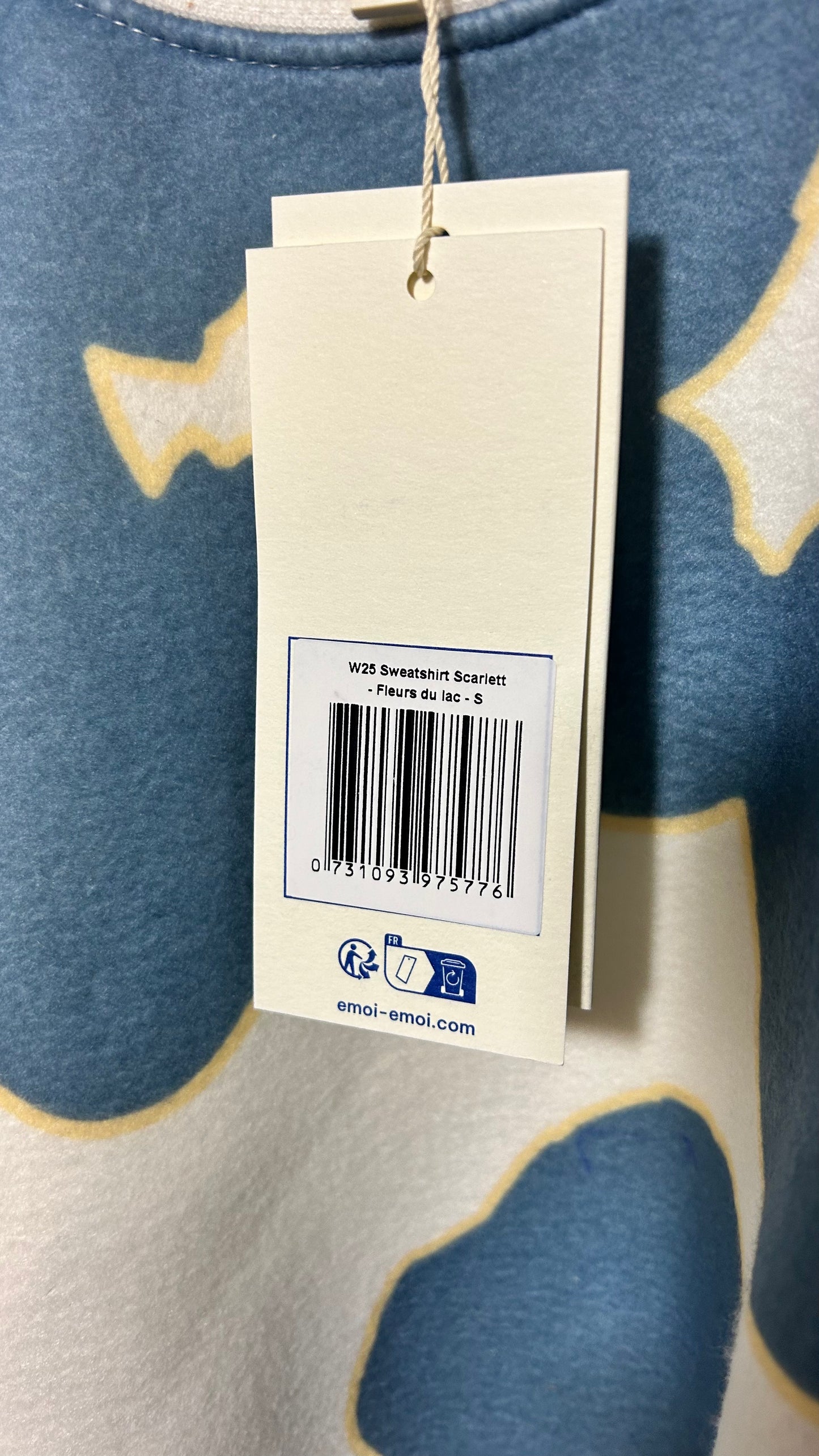 Sweat en polaire recyclée | bleu/blanc 'scarlett fleur du lac'