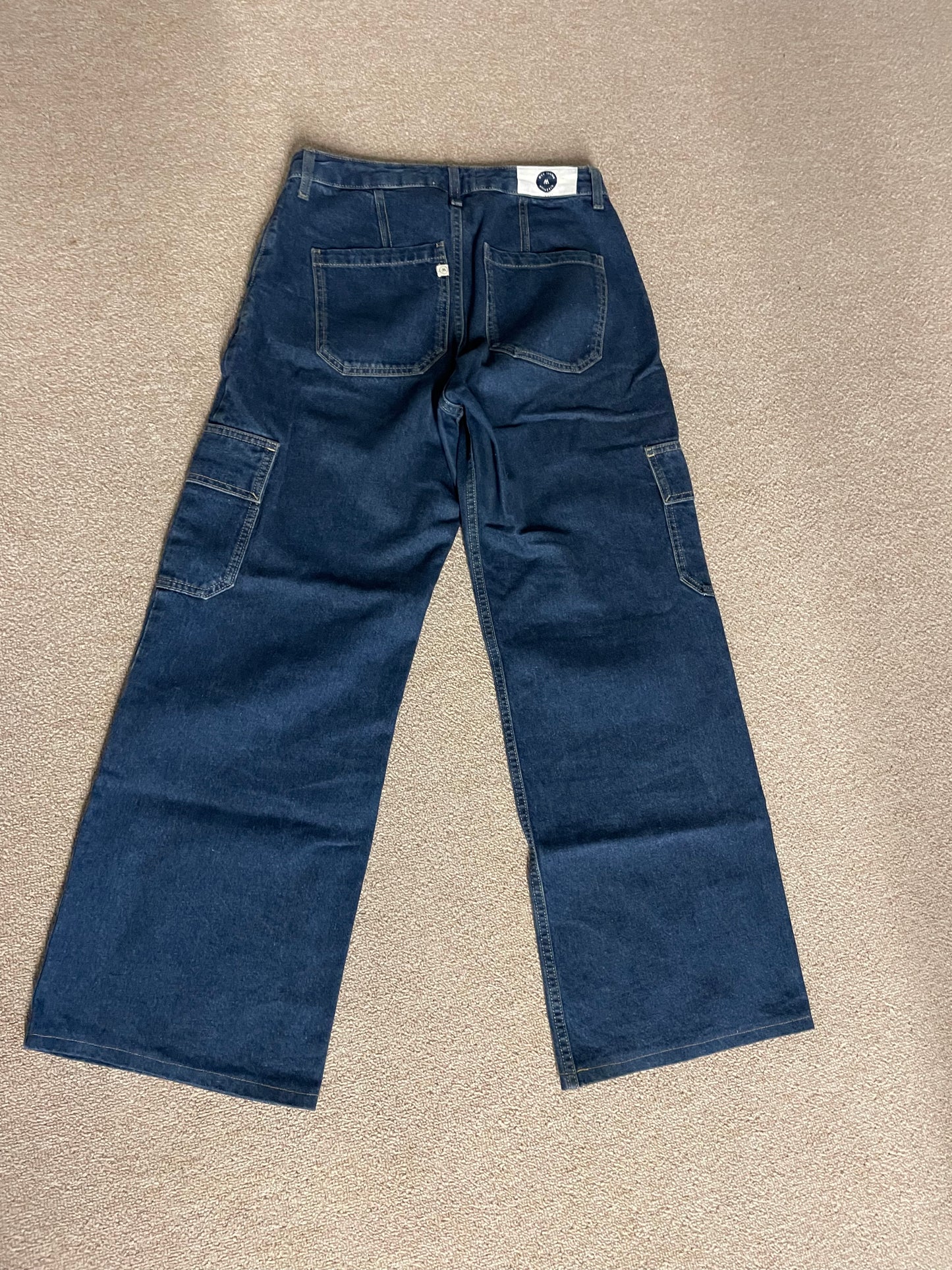 Jean droit large cargo bleu en coton bio et recyclé - wilma works stone indigo