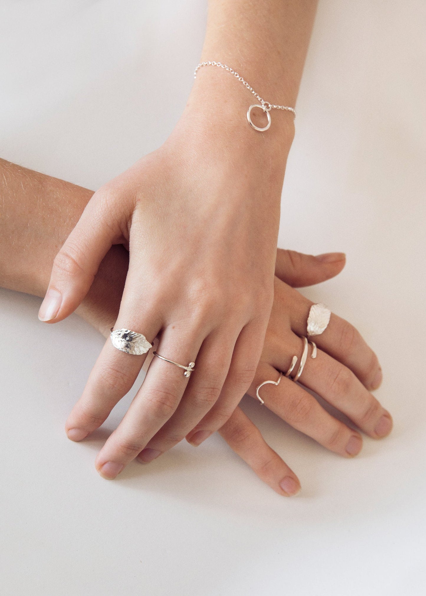 Bague feuille en argent recyclé