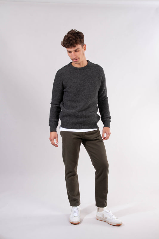 Pull gris chiné en laine bio - Field