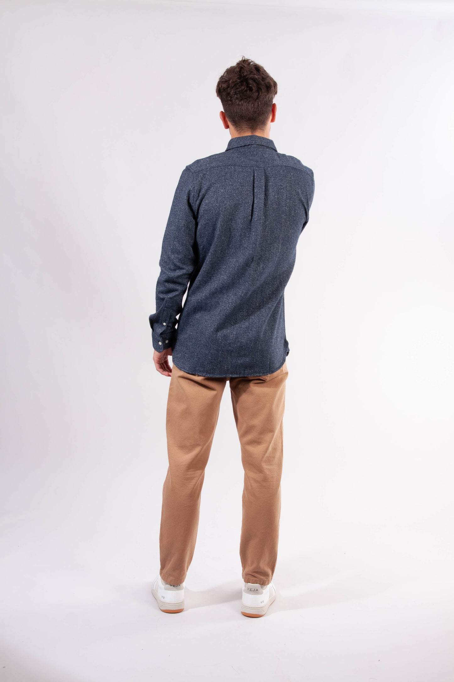 Chemise marine chiné en coton bio - LARCH