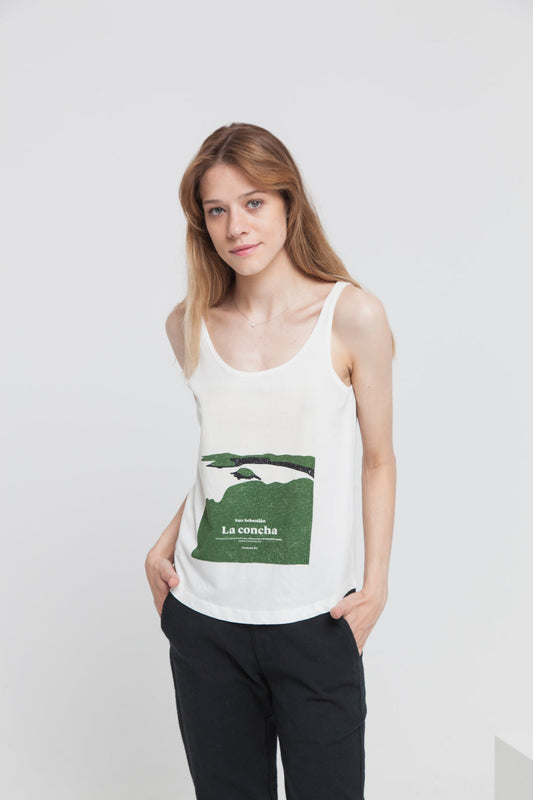 Top imprimé blanc en coton bio - La Concha