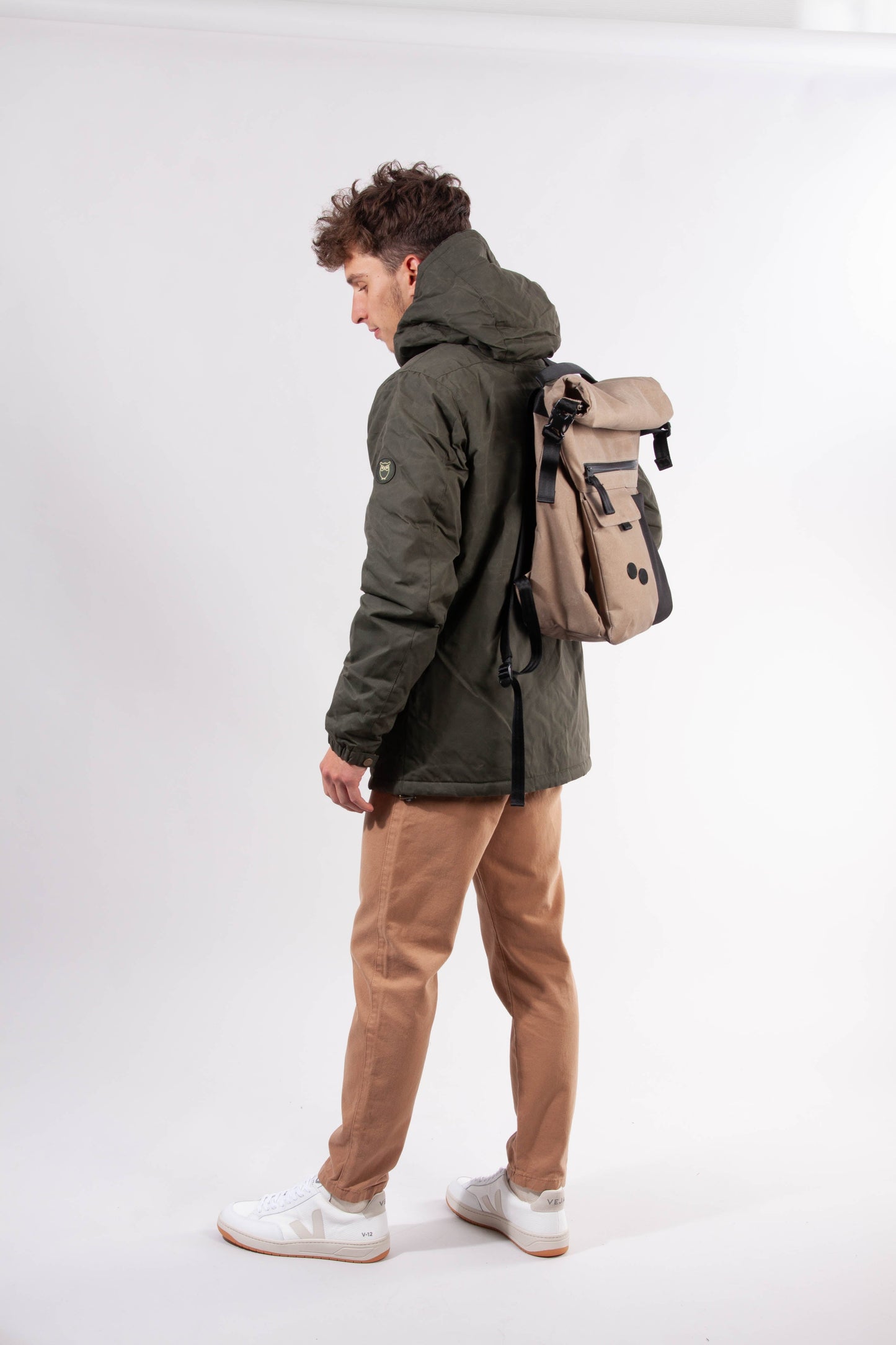 Manteau waxé vert kaki en polyester recyclé et coton bio - Nordic Legacy