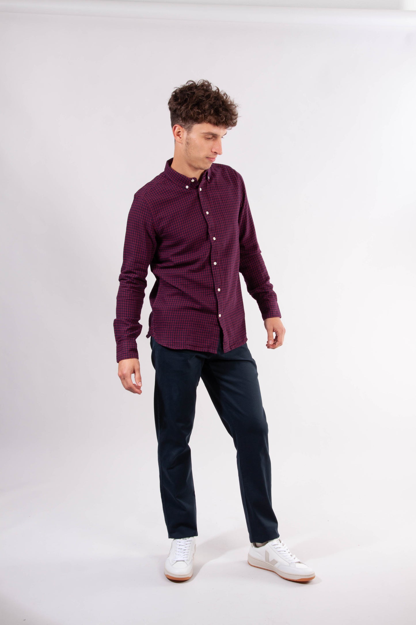 Chemise violette à carreaux en coton bio - LARCH