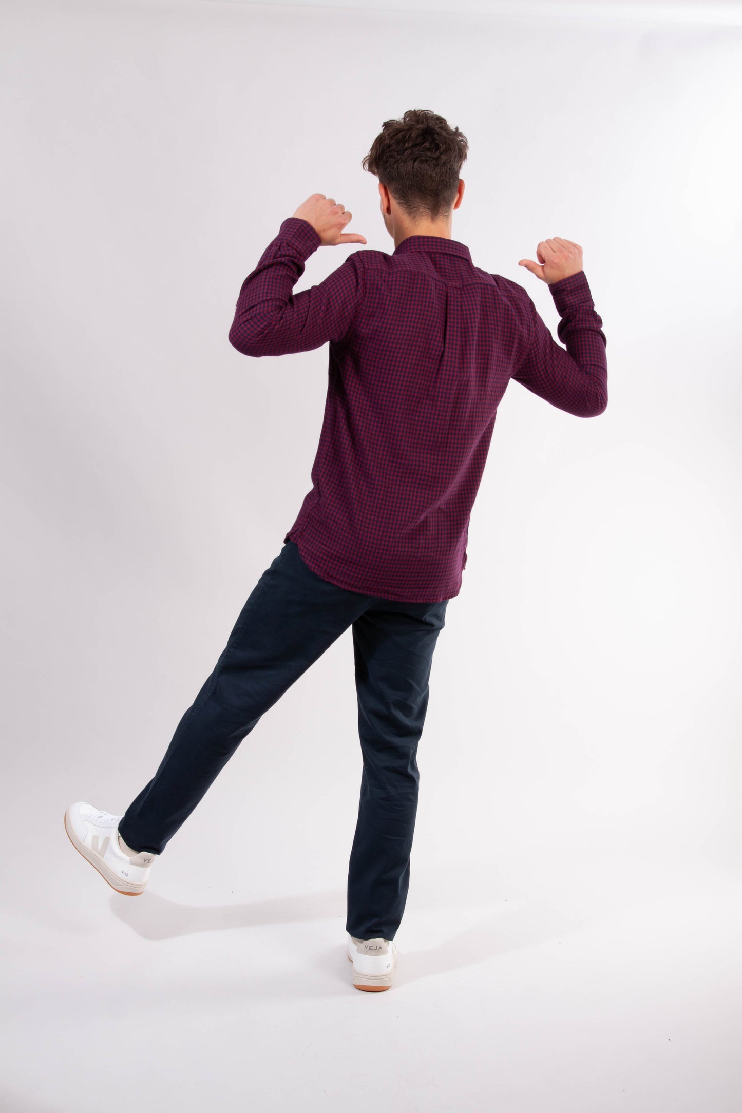 Chemise violette à carreaux en coton bio - LARCH