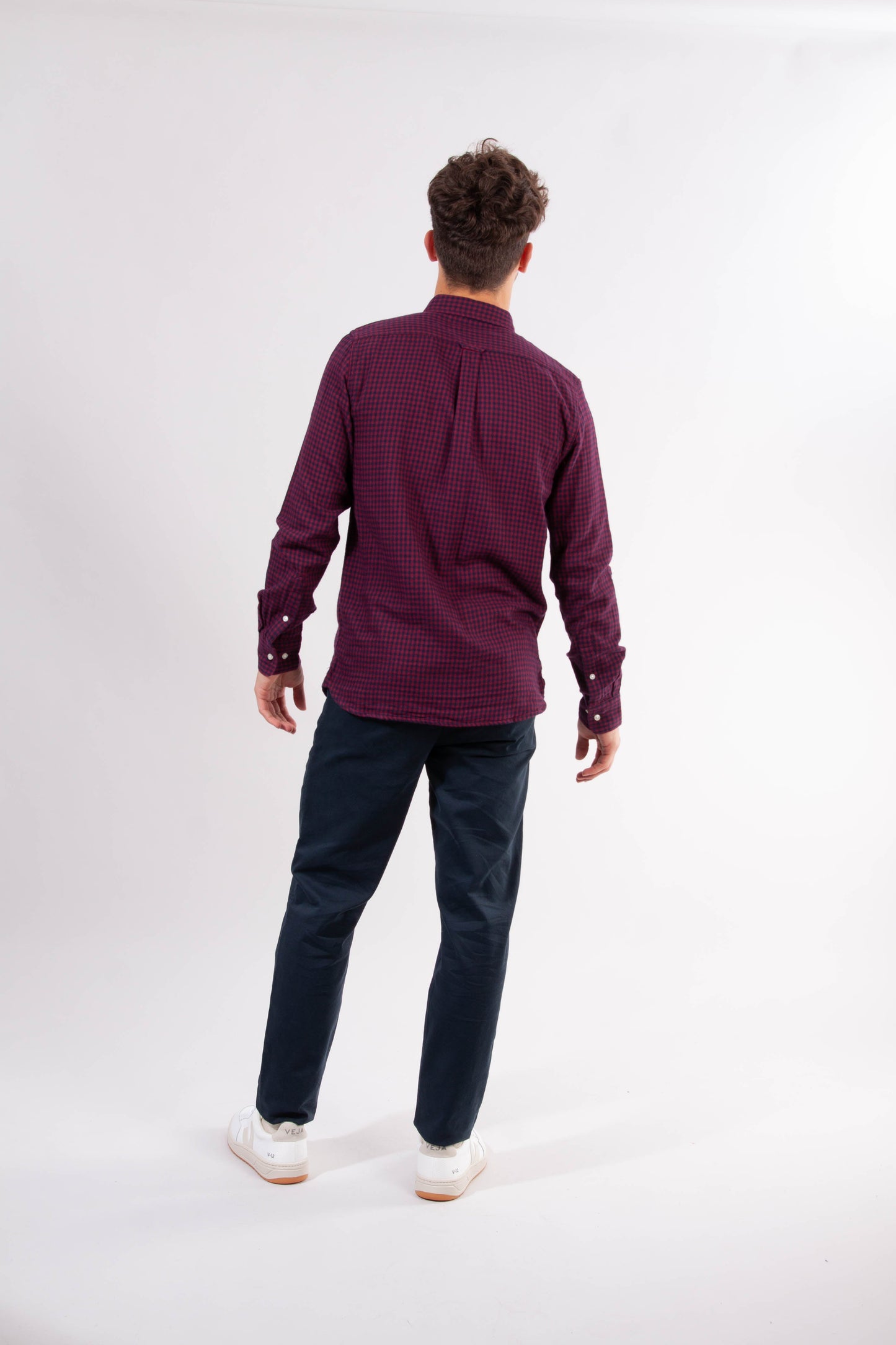 Chemise violette à carreaux en coton bio - LARCH