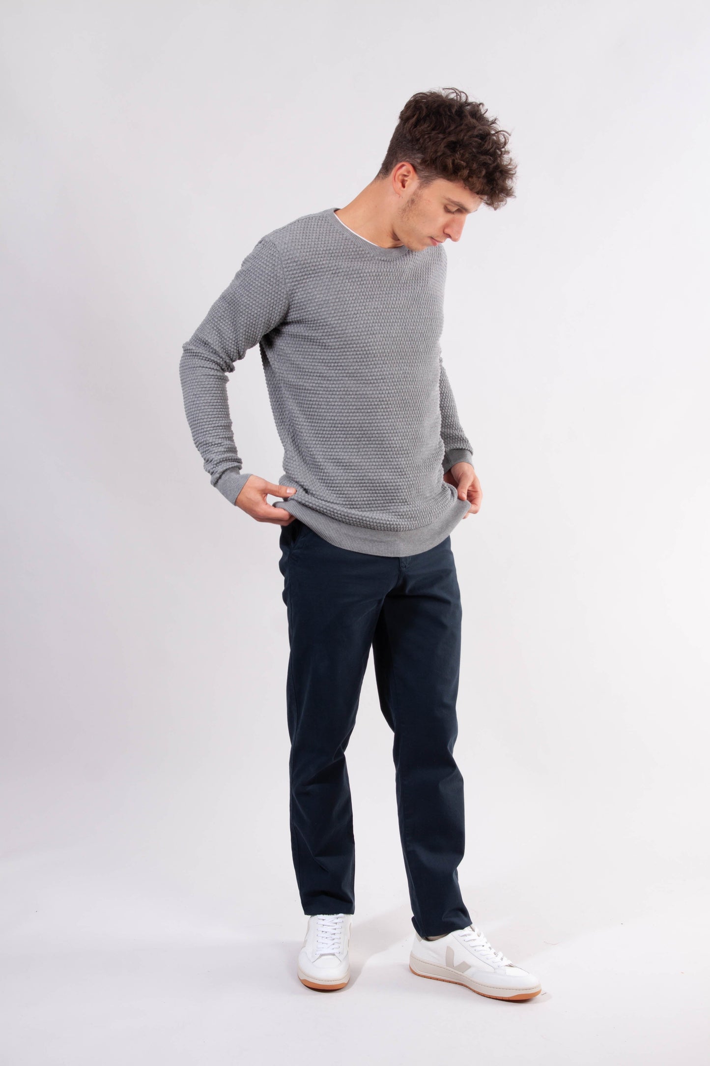 Pull gris en coton bio - Field