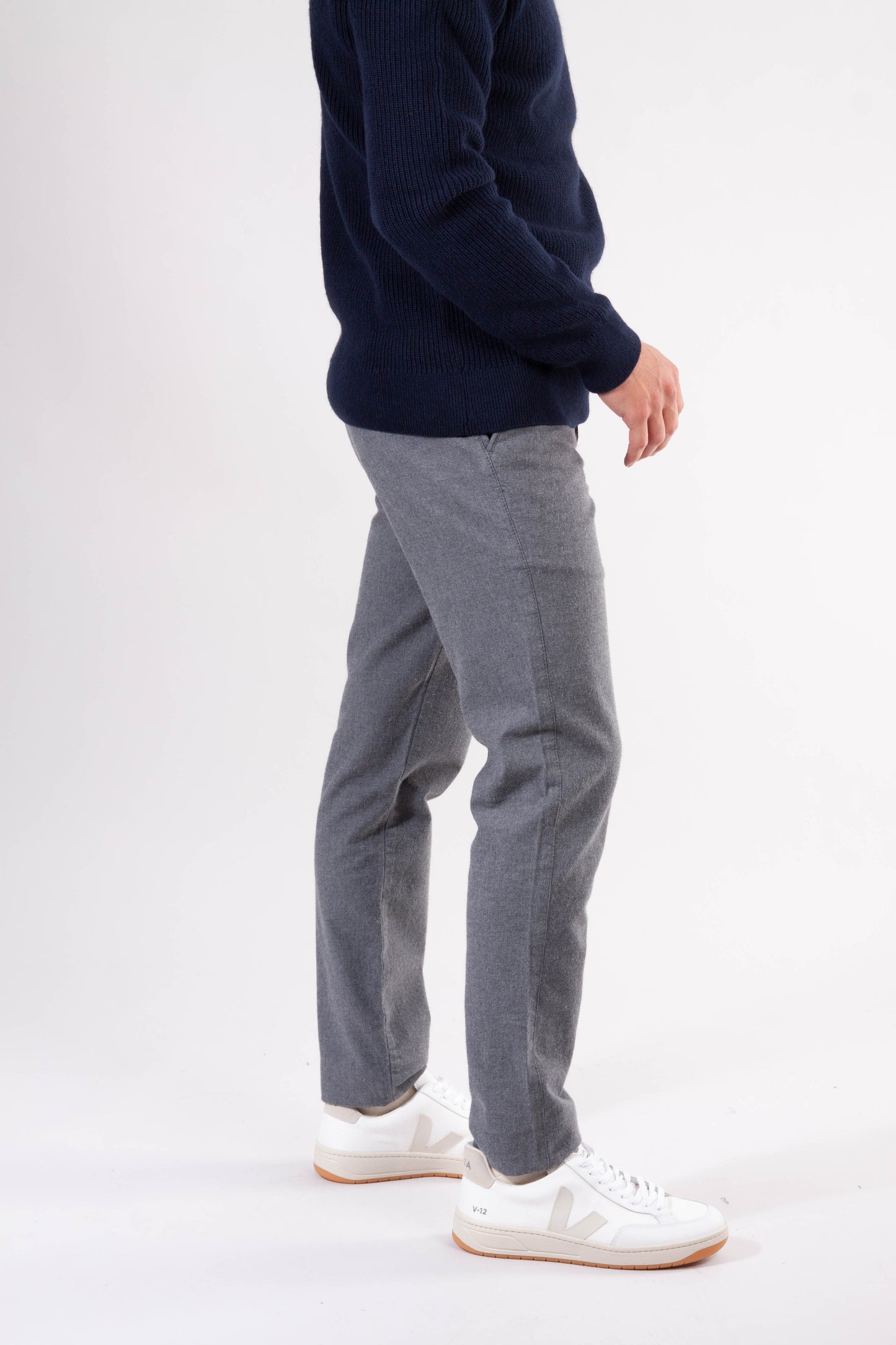 Chino droit flanelle gris en coton bio - chuck