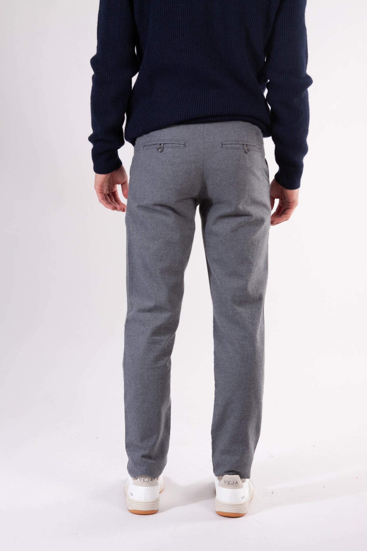 Chino droit flanelle gris en coton bio - chuck