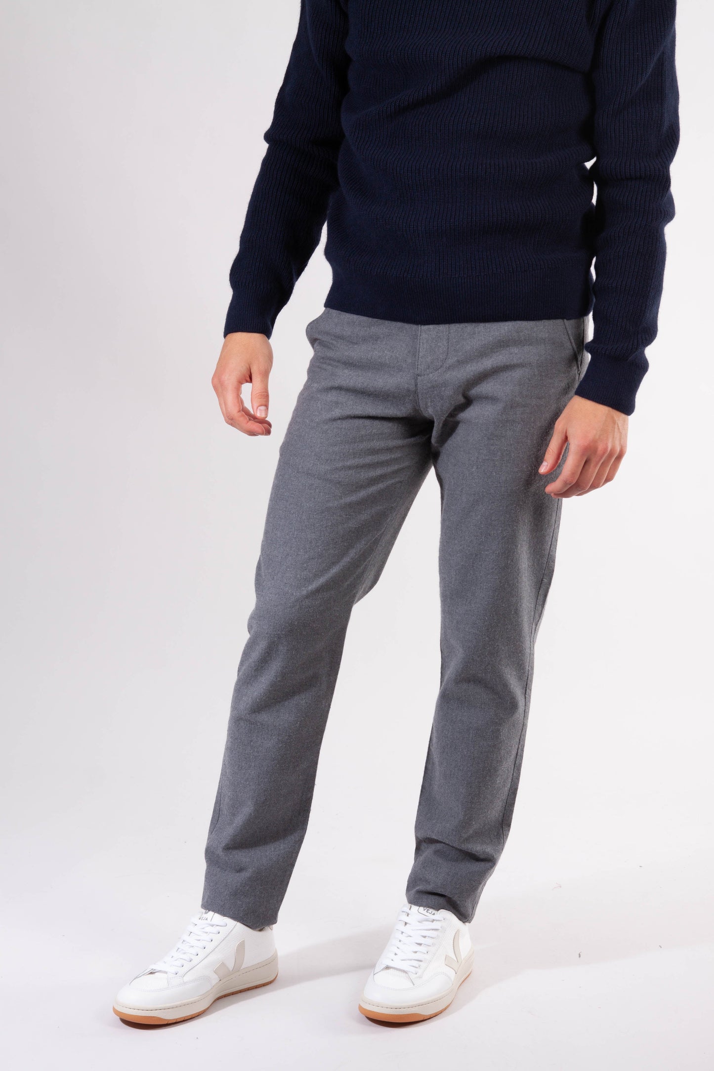 Chino droit flanelle gris en coton bio - chuck