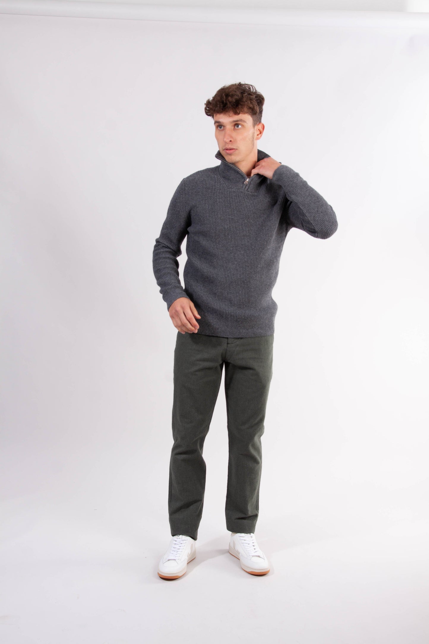 Pantalon chino droit flanelle vert forêt en coton bio - chuck