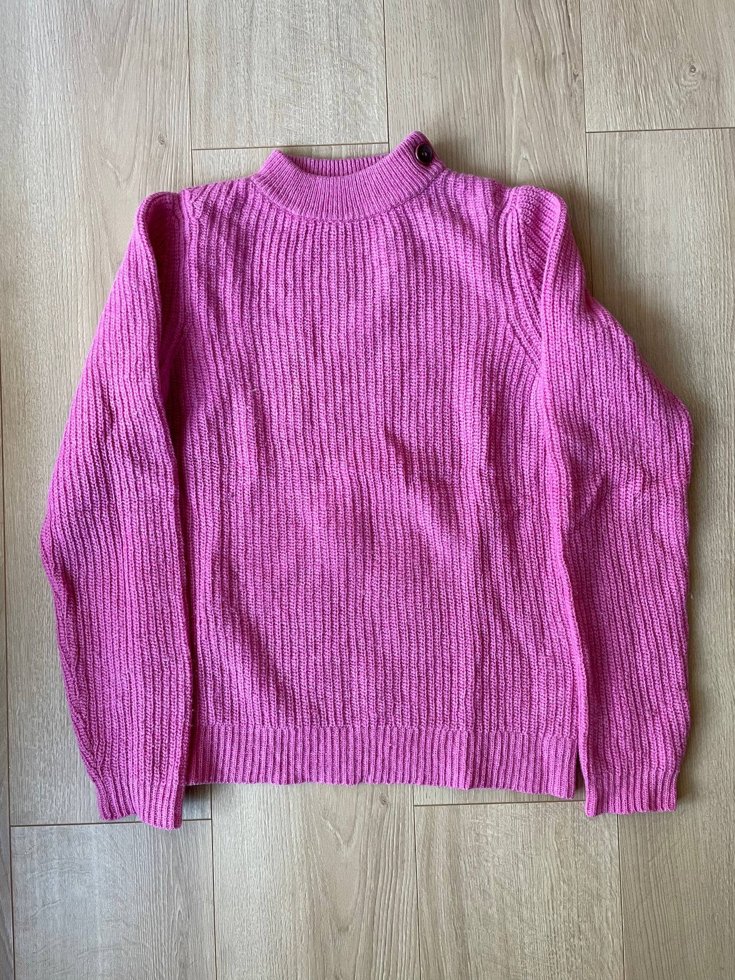 Pull maille rose en laine certifiée - pink hera knitted sweater