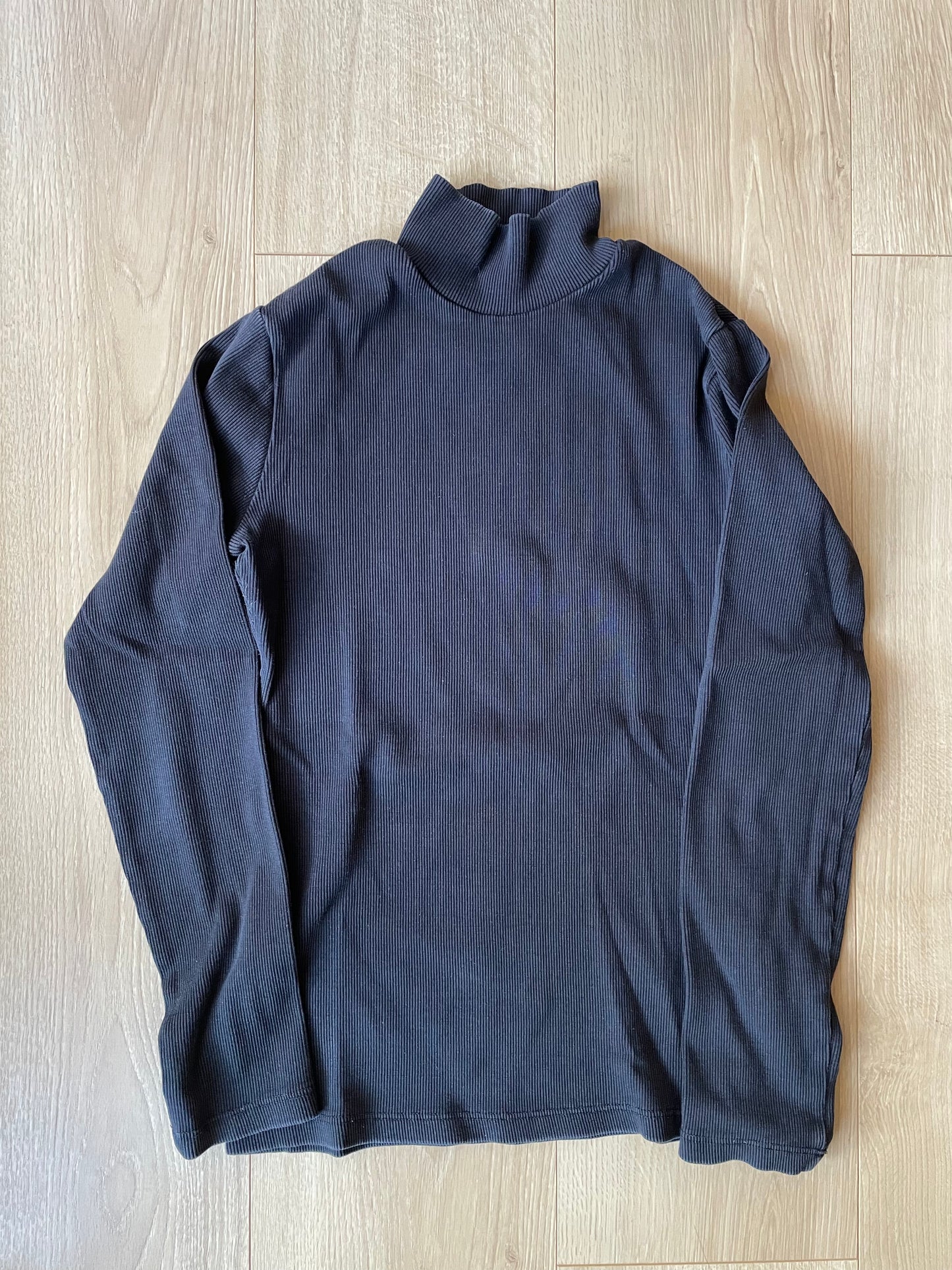 Sous pull col montant noir en coton bio - rib aine