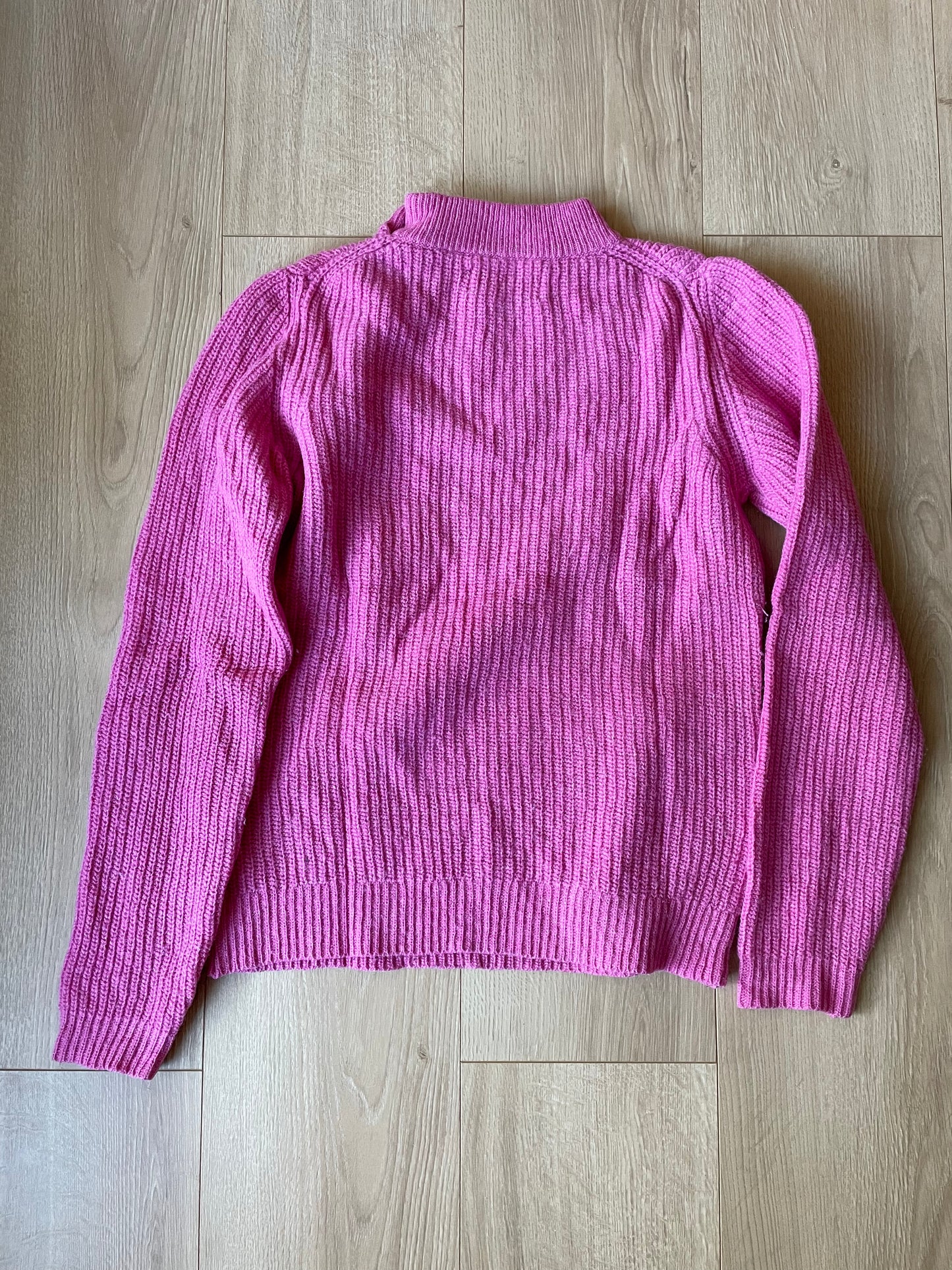 Pull maille rose en laine certifiée - pink hera knitted sweater