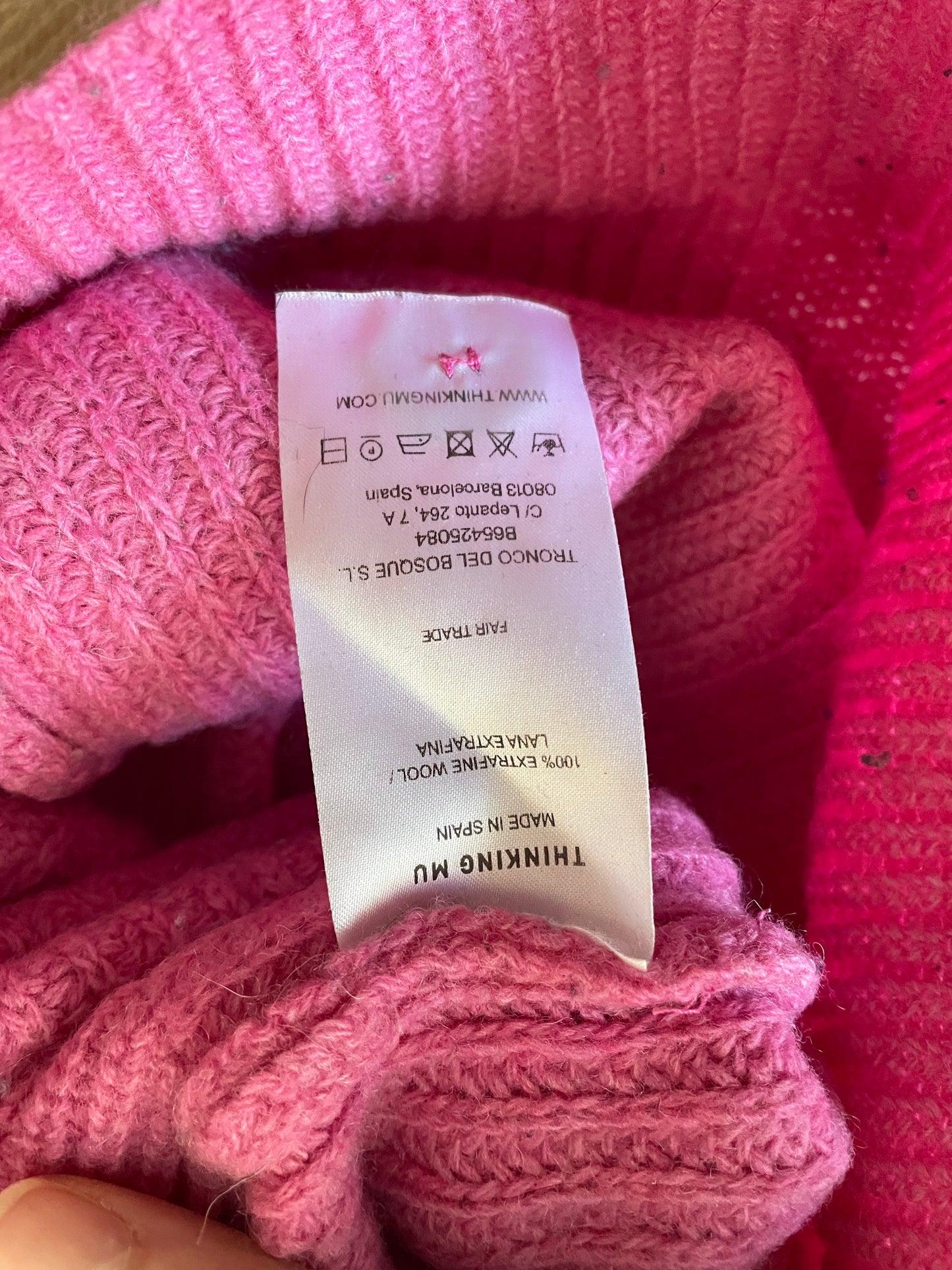 Pull maille rose en laine certifiée - pink hera knitted sweater