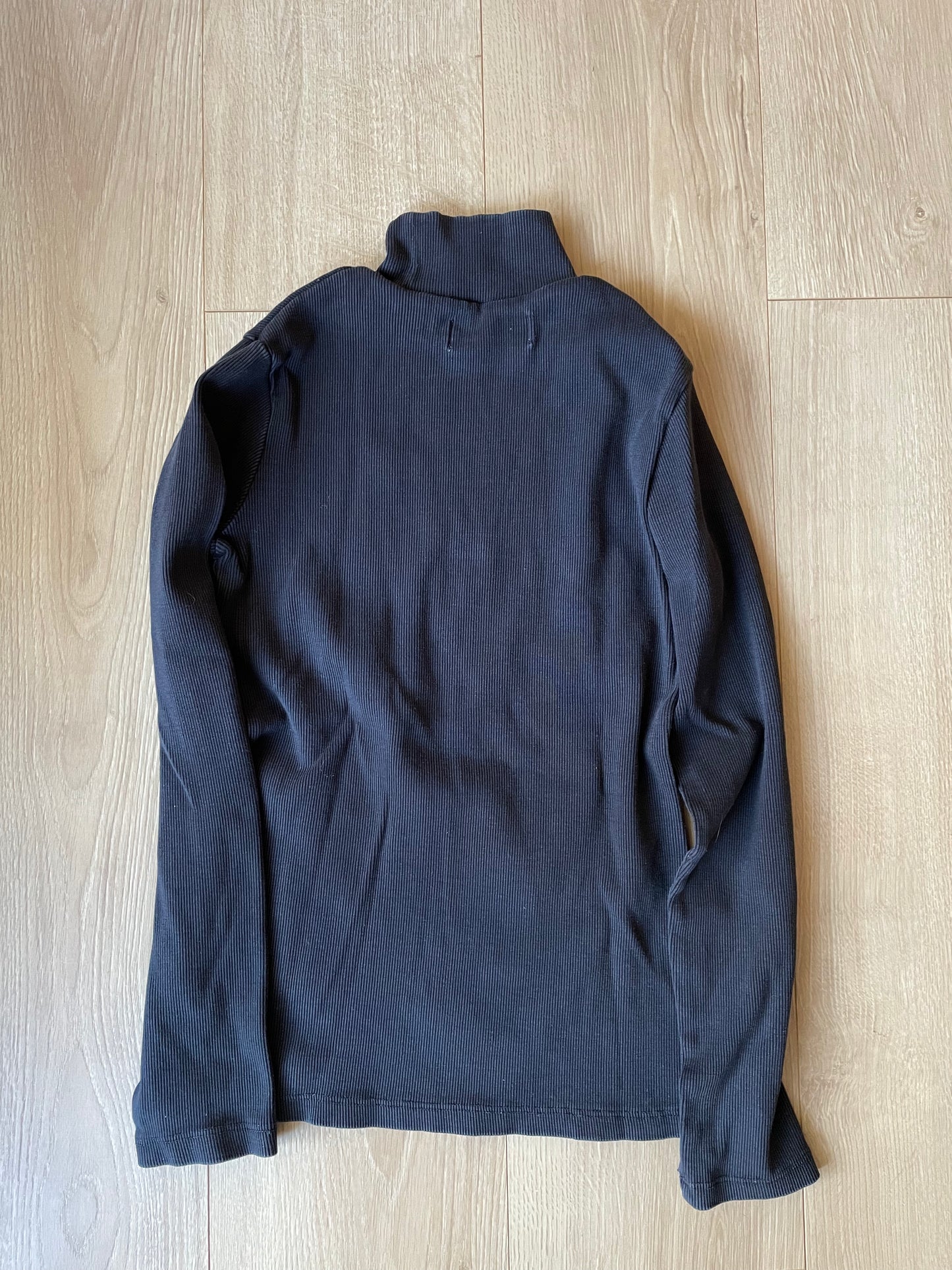 Sous pull col montant noir en coton bio - rib aine