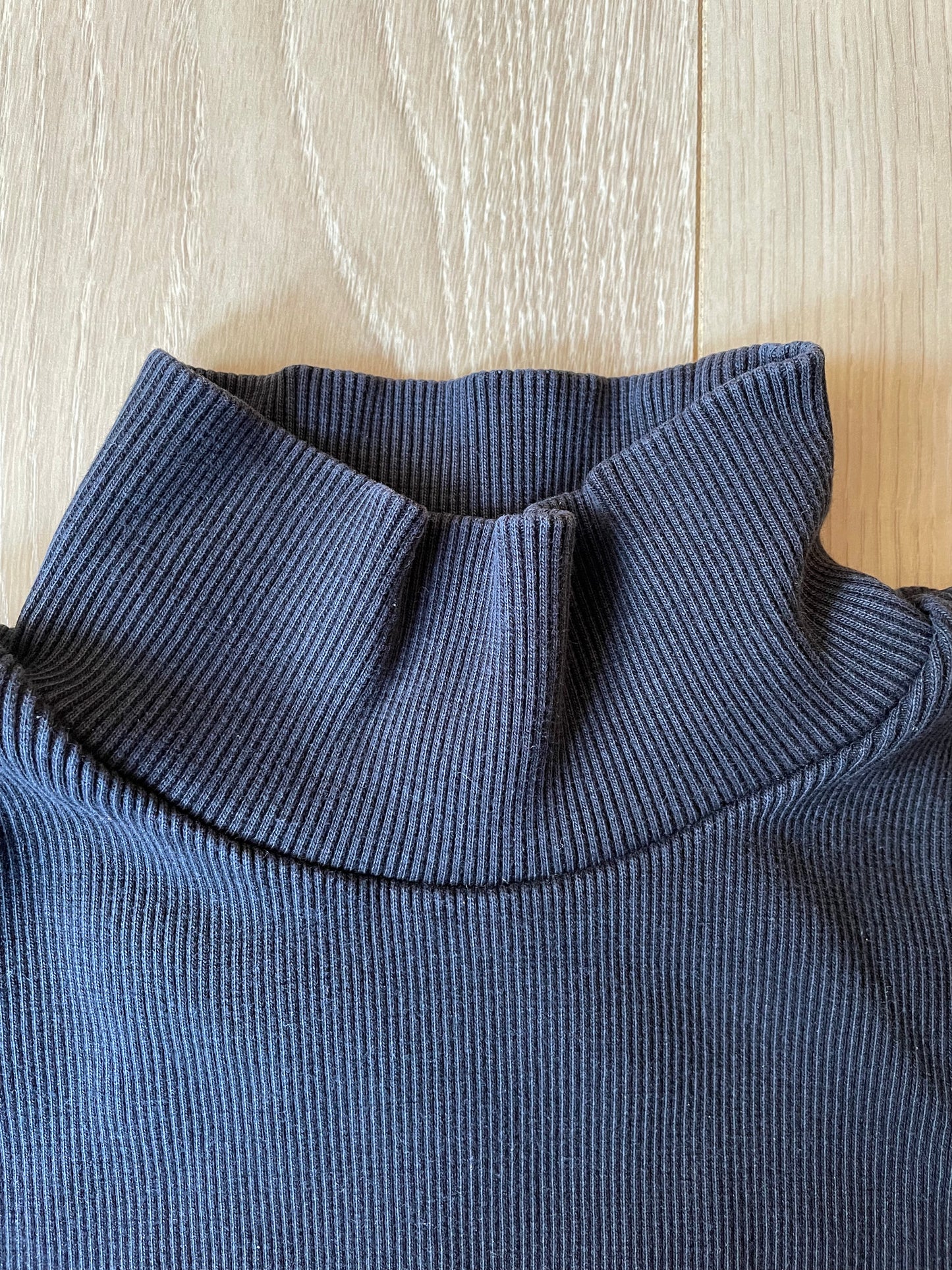 Sous pull col montant noir en coton bio - rib aine