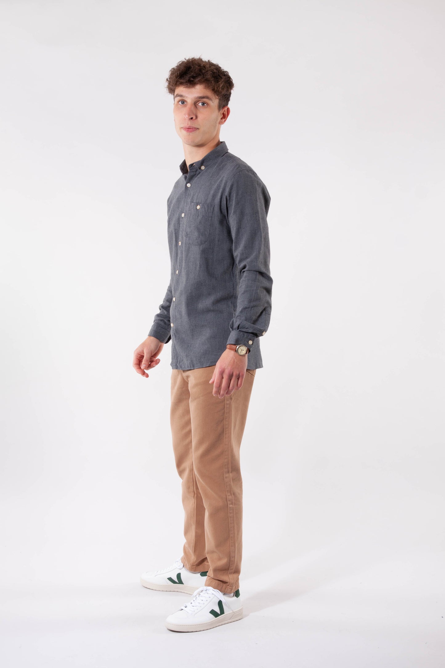 Chemise en flanelle grise en coton bio - Elder