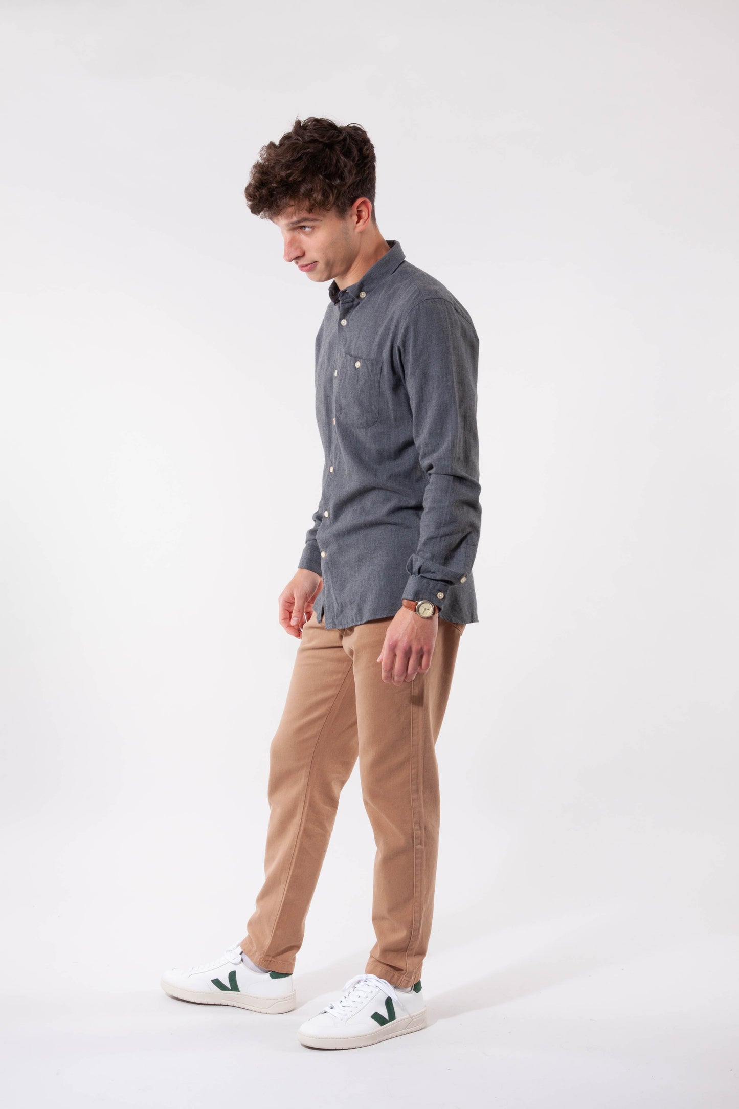 Chemise en flanelle grise en coton bio - Elder