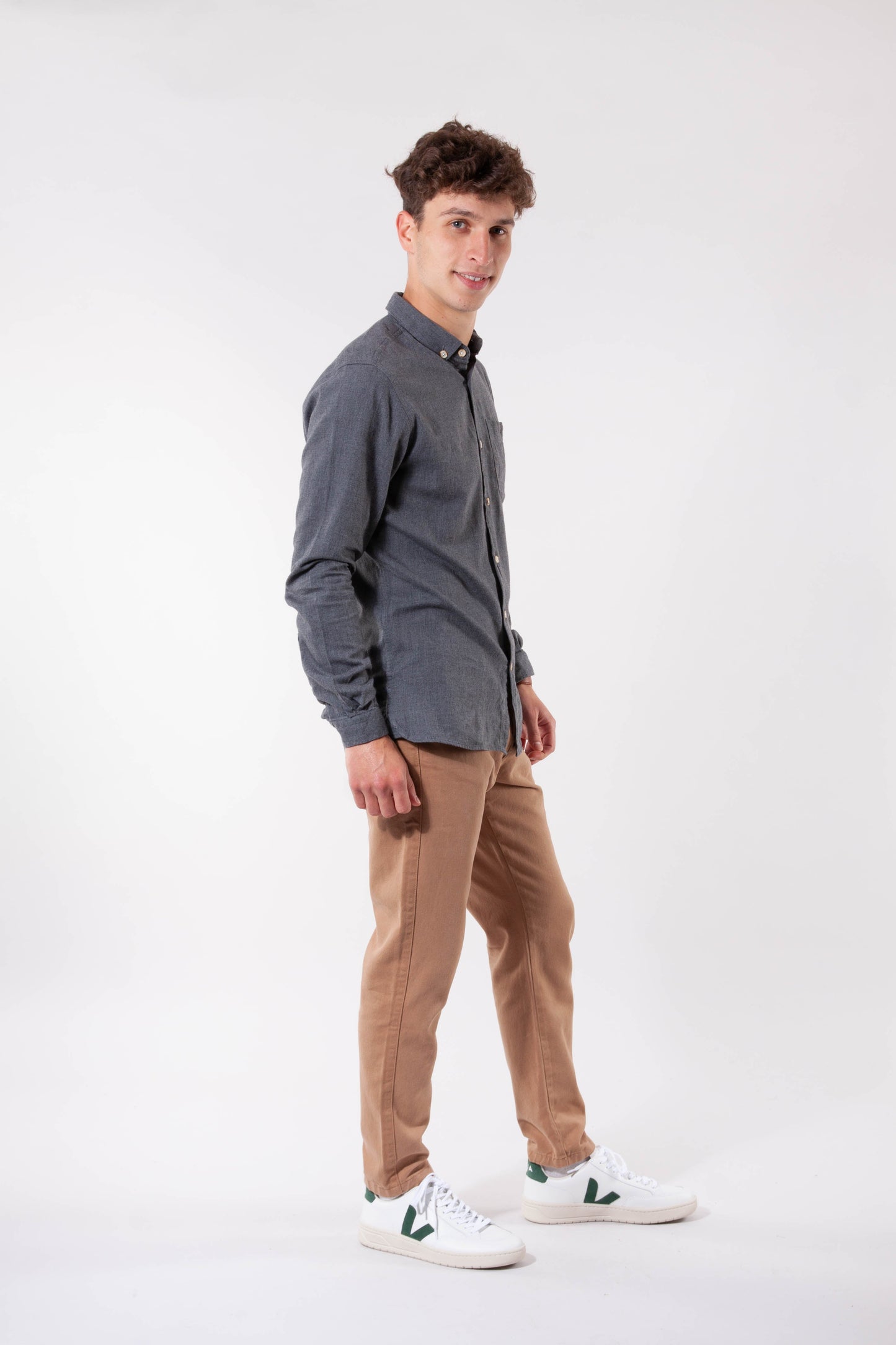 Chemise en flanelle grise en coton bio - Elder