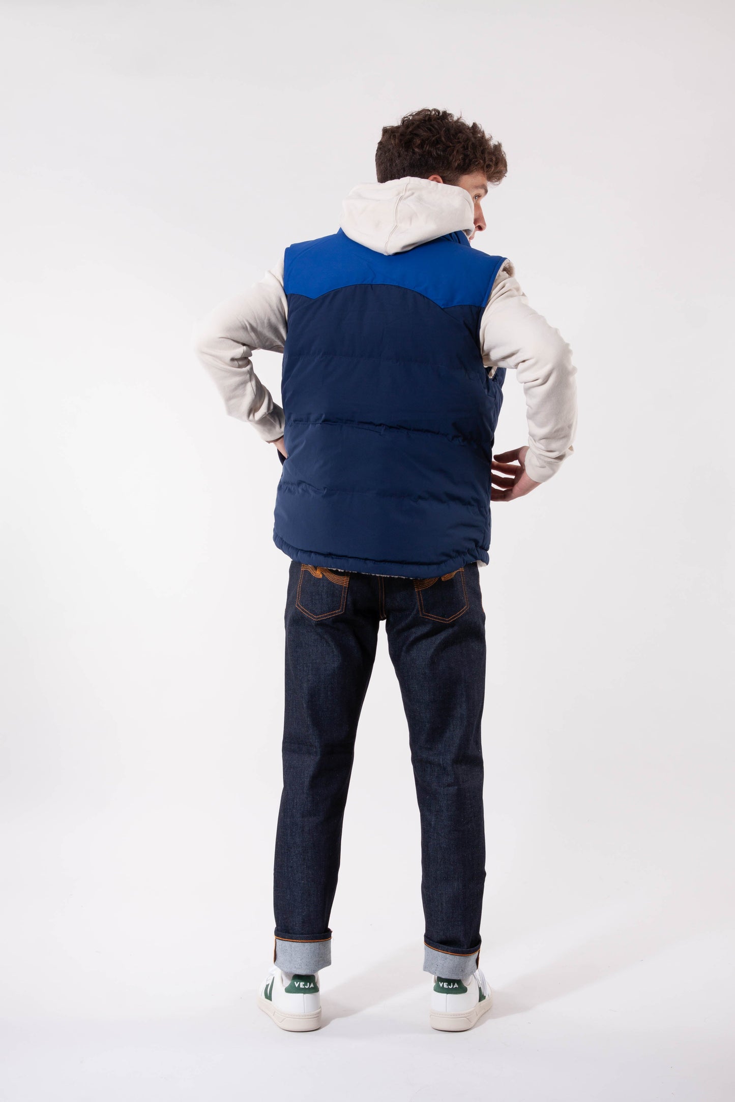 Veste réversible sans manches marine et polaire en recyclé - bivy down
