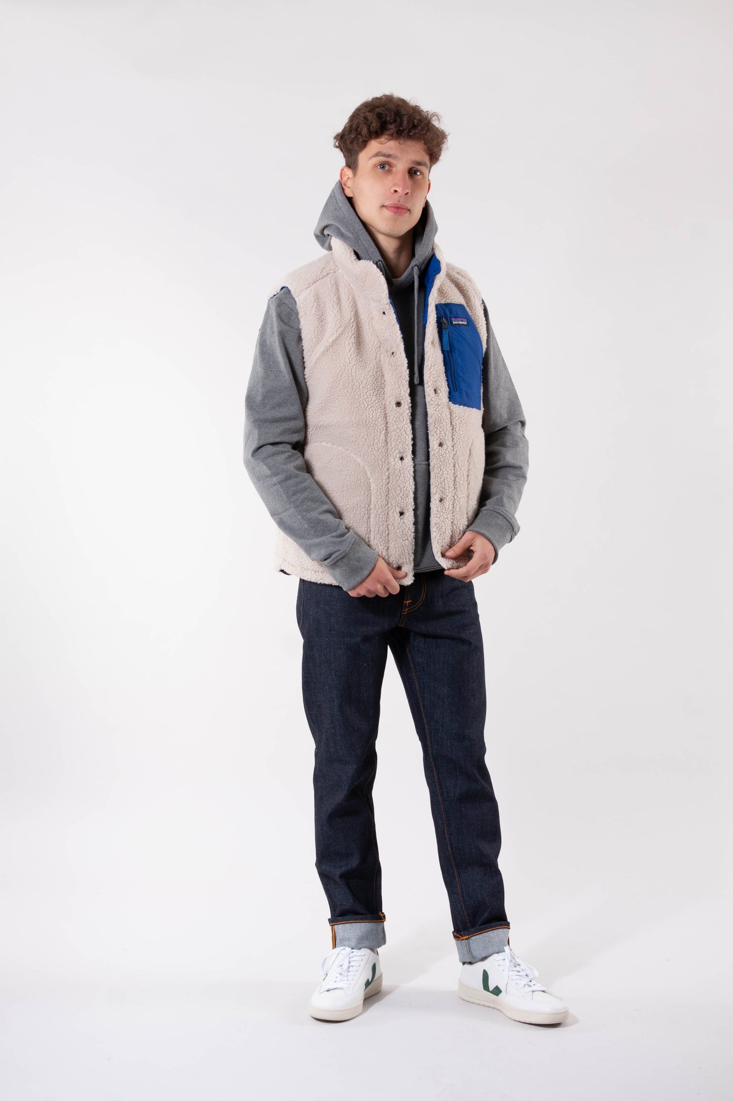 Veste réversible sans manches marine et polaire en recyclé - bivy down