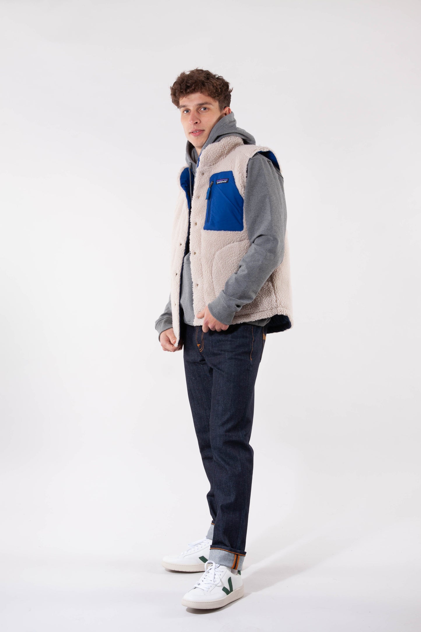 Veste réversible sans manches marine et polaire en recyclé - bivy down