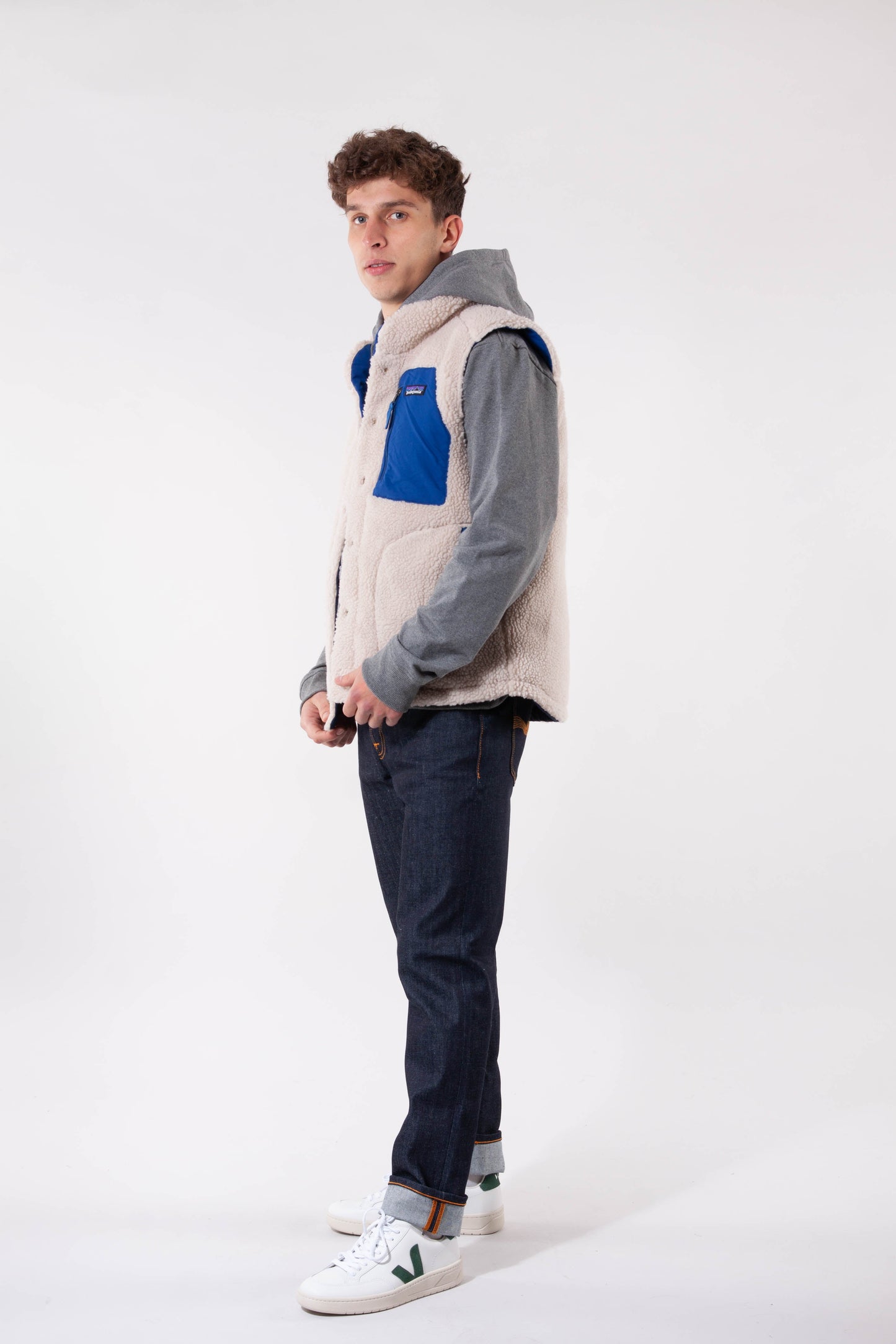 Veste réversible sans manches marine et polaire en recyclé - bivy down
