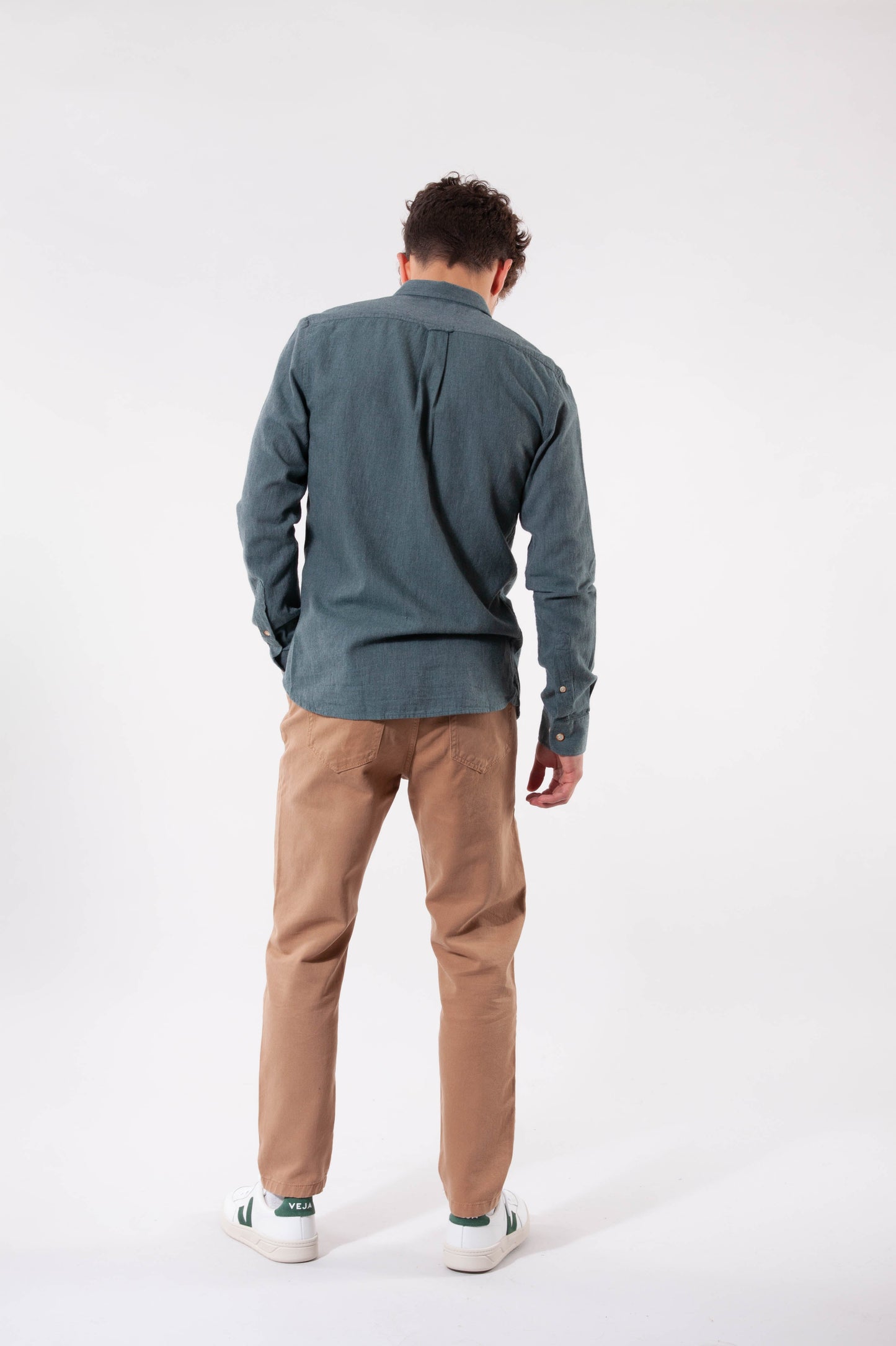 Chemise en flanelle vert-de-gris en coton bio - elder