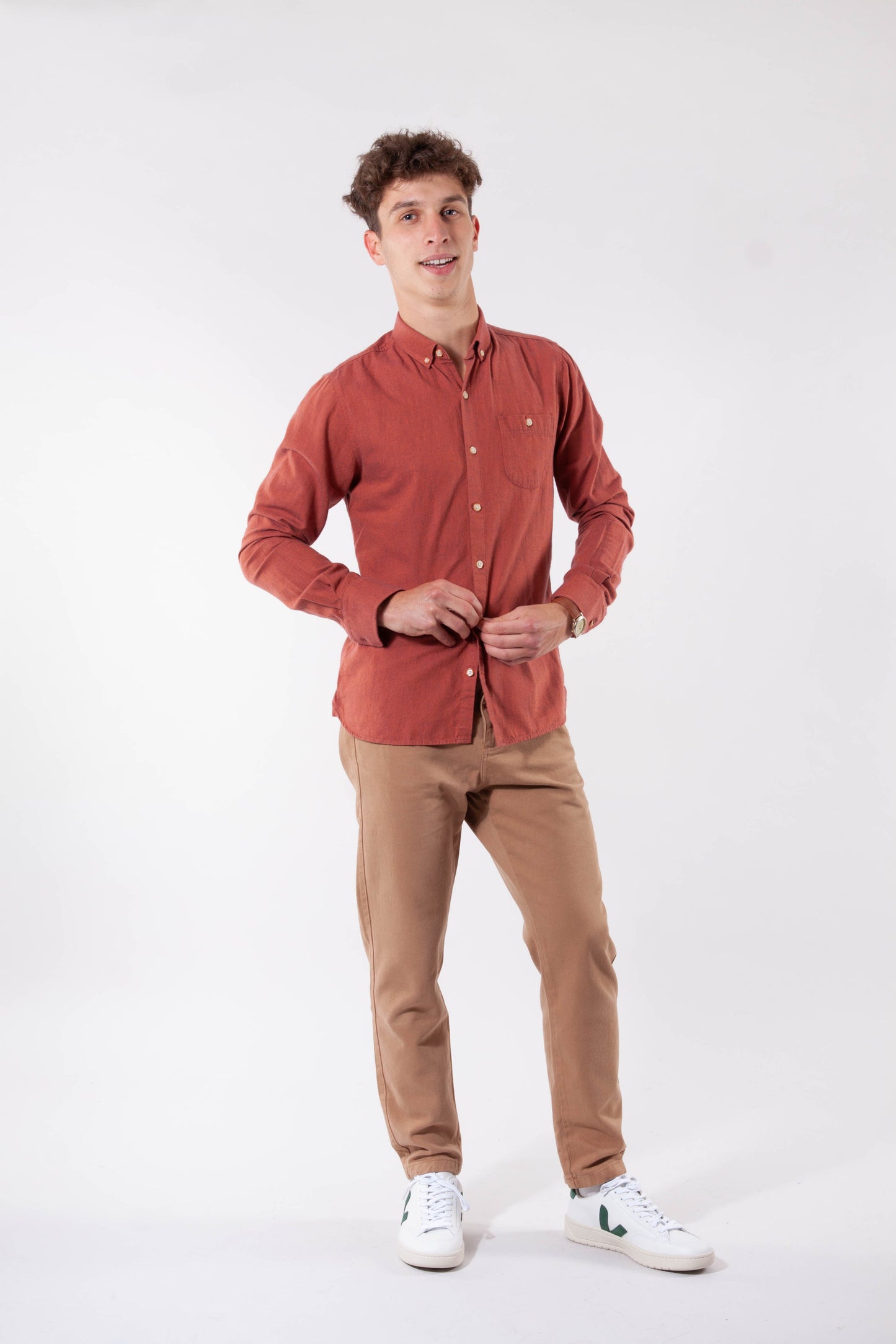 Chemise en flanelle rouge en coton bio - Elder