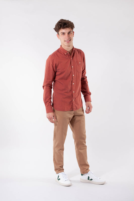 Chemise en flanelle rouge en coton bio - Elder